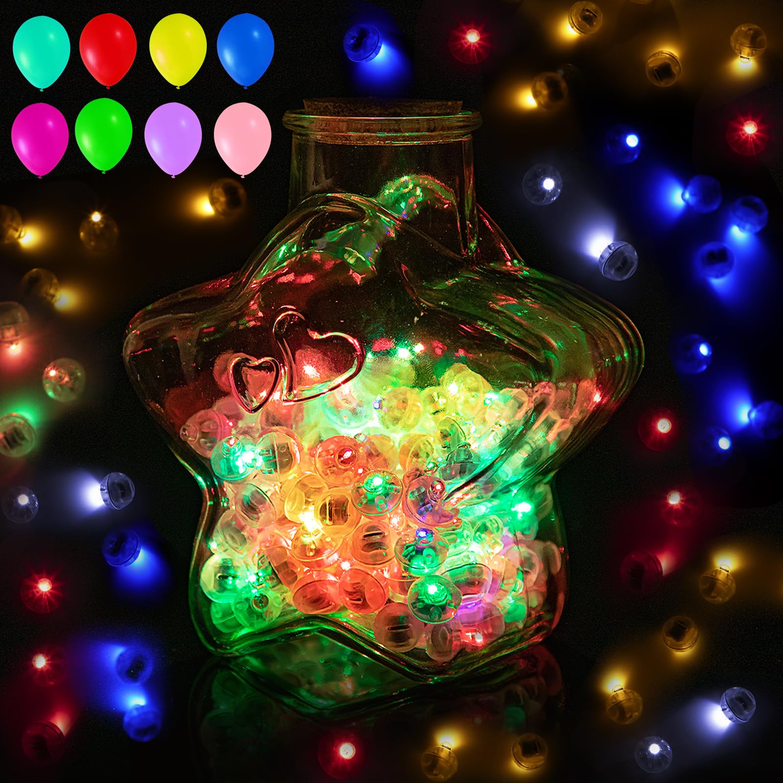 ZGWJ Mini LED Lights, 100 Pcs Blinking Mix Color, Plastic, for Party Decorations, Paper Lanterns, Easter Eggs, Birthdays, Weddings, Halloween