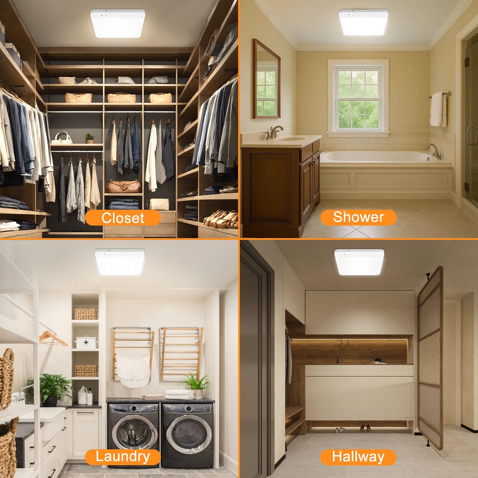 Toowell Rechargeable Closet Lights Motion Sensored - Magnetic Battery Operated Ceiling Lights With Remote, Wireless Sensor Ceili