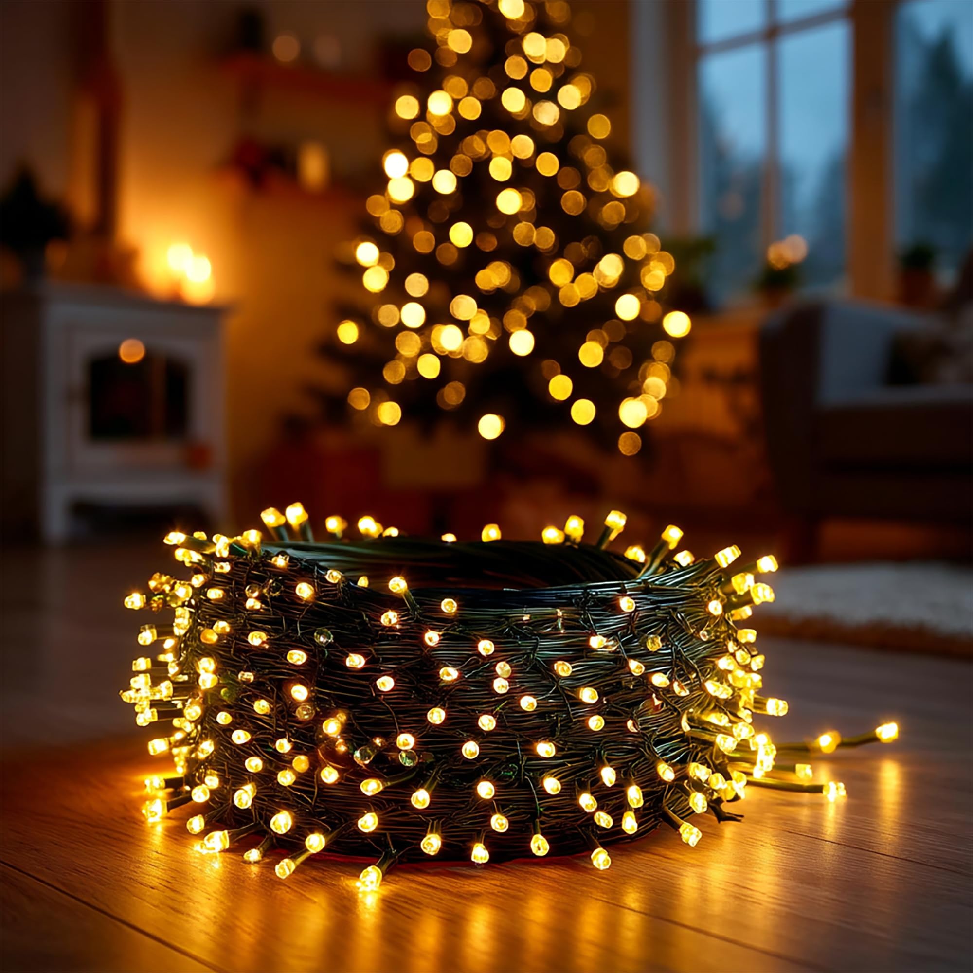 Dazzle Bright Christmas String Lights  600 Led 196 Ft Waterproof Green Wire String Lights With 8 Lighting Modes Timer  Christmas Decorations Outdoor For Party Yard Garden Xmas Tree Decor  Warm White