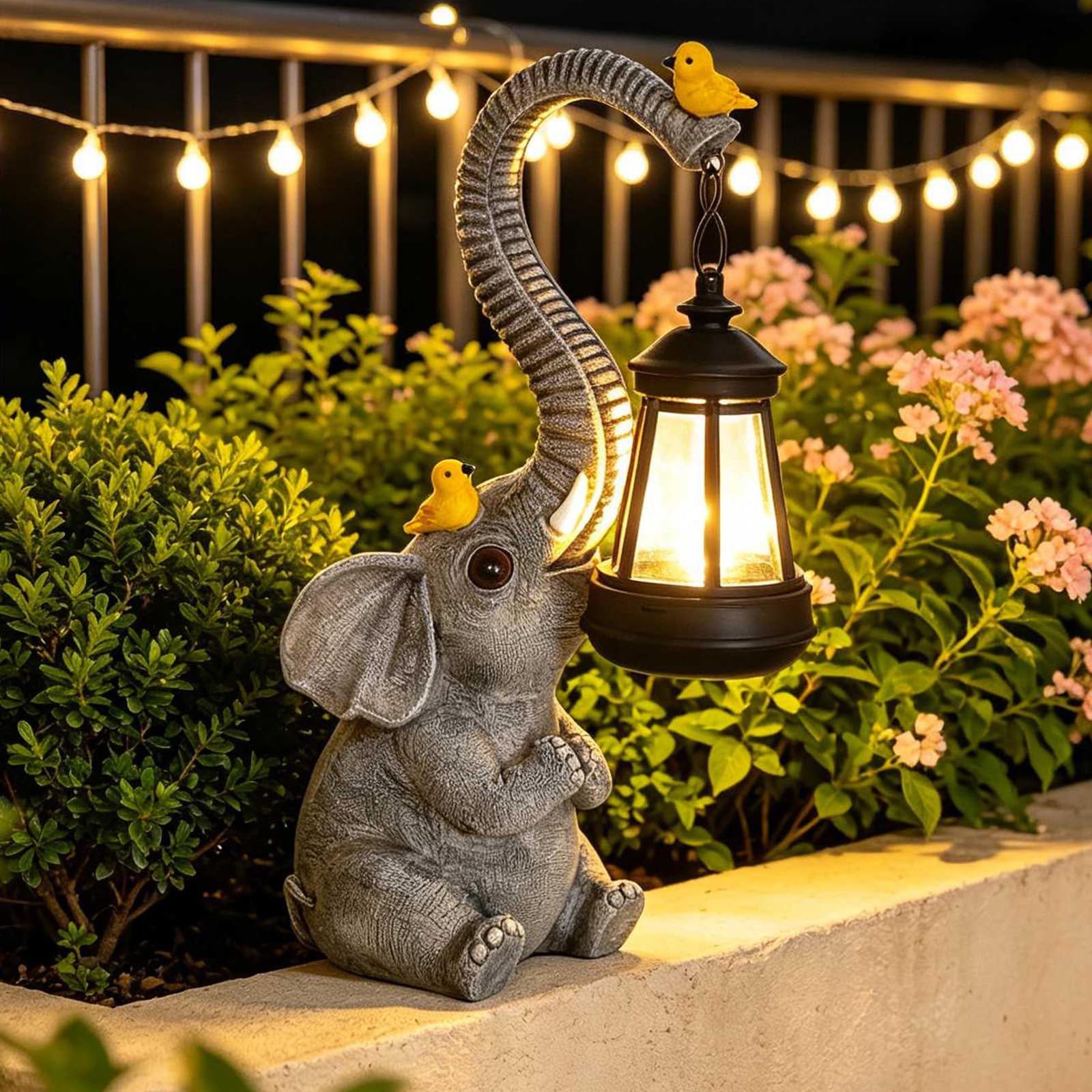 Faurvix Solar Outdoor Garden Decor Elephant Statues Lights, Lucky Elephant Unique Mom Birthday Gifts for Mom, Housewarming Gifts