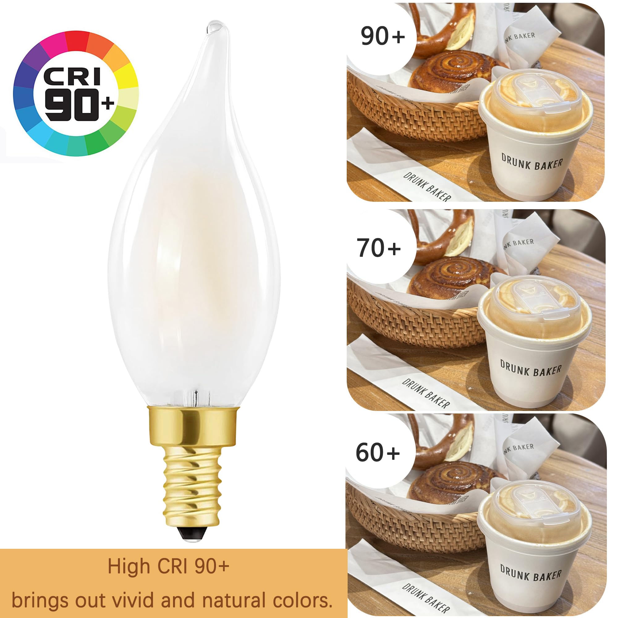 Homosum Led Frosted Candelabra Light Bulbs, E12 Led Bulb 40W Equivalent, Dimmable Chandelier Light Bulbs,Daylight White 5000K,Ac