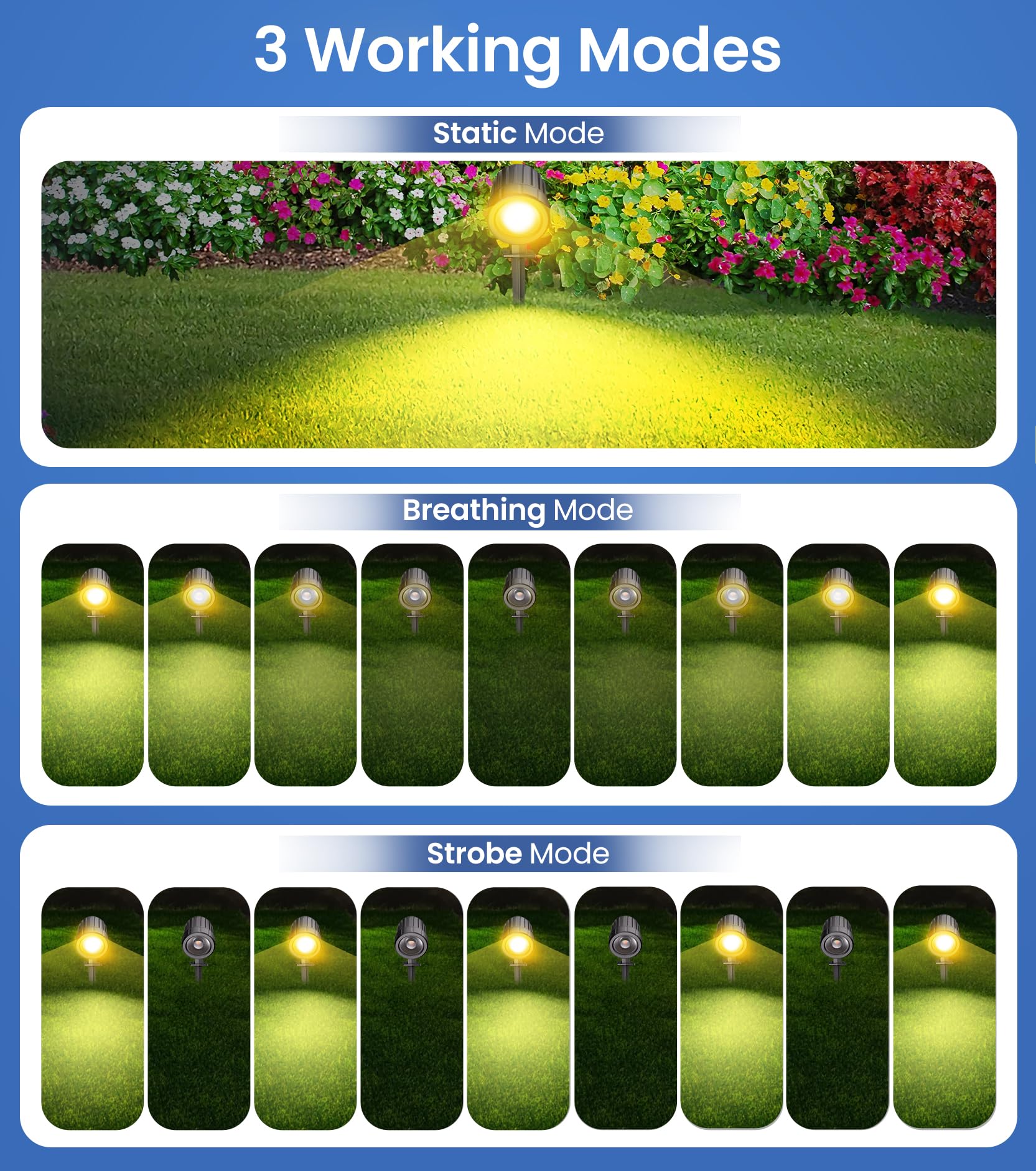 Crodial Solar Spot Lights Outdoor 4-In-1, Landscape Lights Auto On/Off, Uplights With 3 Brightness And 3 Modes, Ip66 Waterproof,