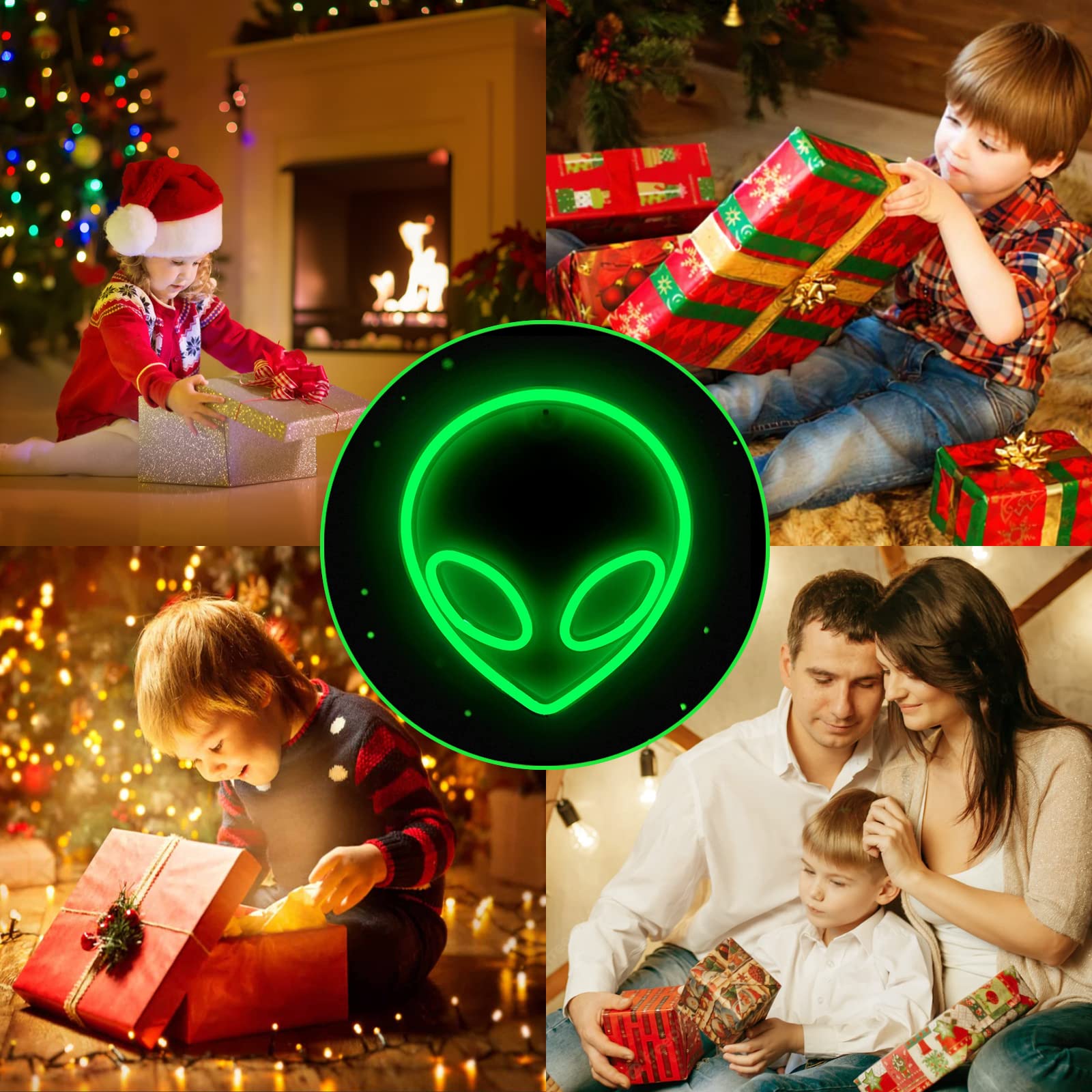 Nicethumb Green Led Alien Neon Sign - Usb/Battery Operated Wall Decor For Game Room & Bedroom