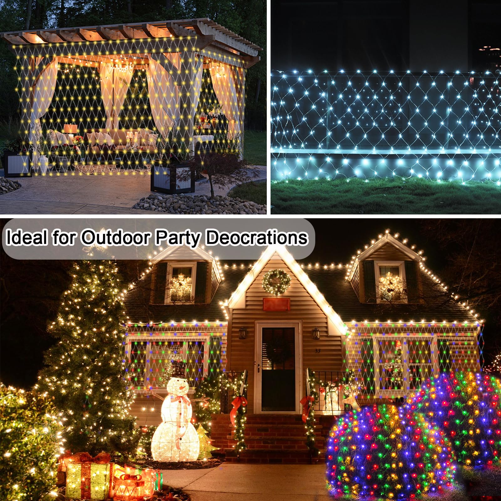 Lov high-standard LED Christmas Net Lights, 610 LED, 34.5ft x 5ft, Waterproof, Multicolor, Model LR-(1-1000) L-SL01