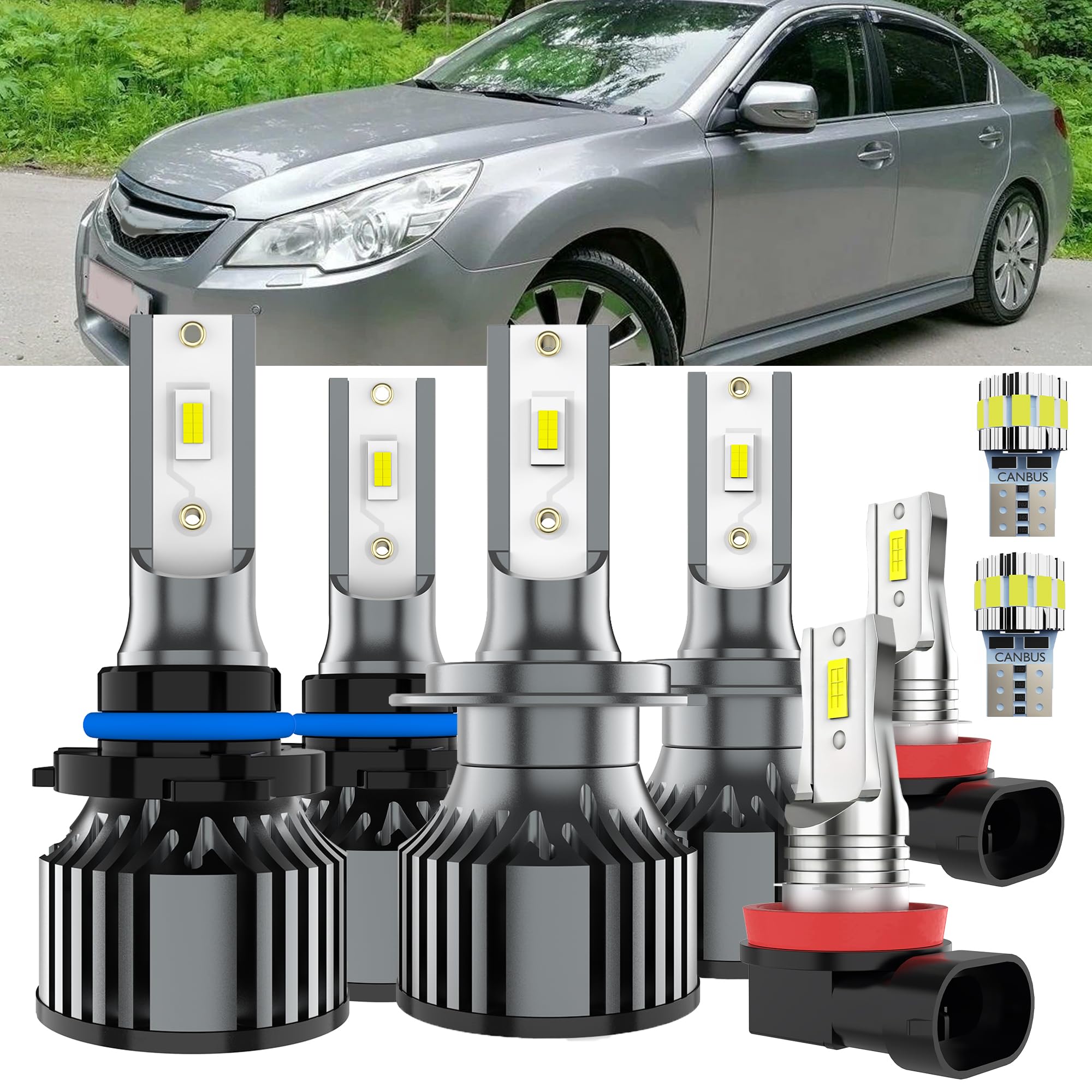 AYOTZIH Bulbs Fit For Subaru Legacy 2010 2011 2012 2013 2014, High Beams Low Beams Fog Lights License Plate Lights Combo, 400% B