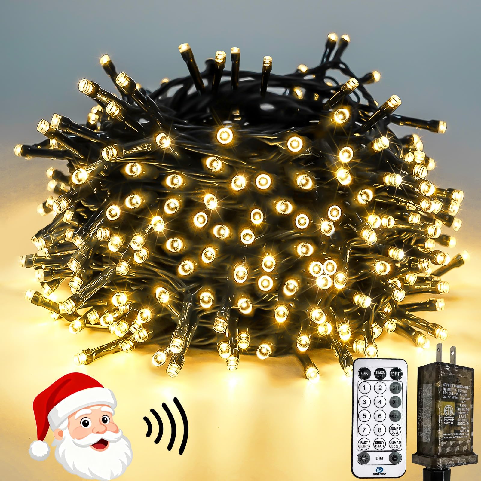 Voice Controlled Christmas Lights With Remote  99 Ft 300 Led String Lights Indoor Outdoor With 12 Modes 3 Timers  Dimmable Twinkle Light Plug In Waterproof For Xmas Tree Party Decorations  Warm White