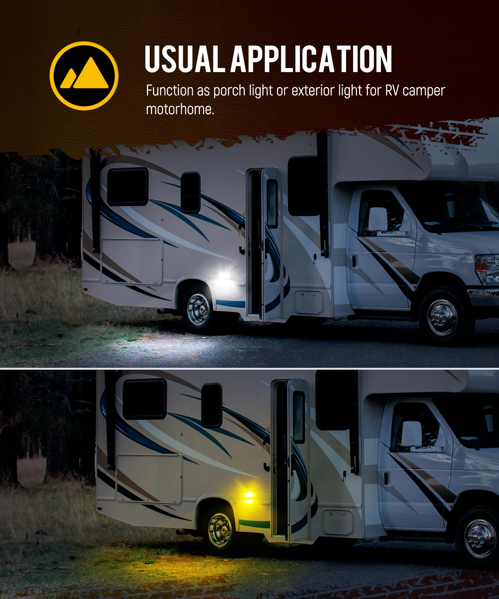 Partsam Oval Led Rv Porch Light With Swith, Exterior Utility Light Replacement For Camper Motorhome Trailer, Black Base W/Snap-On, Clear And Amber Lenses Included