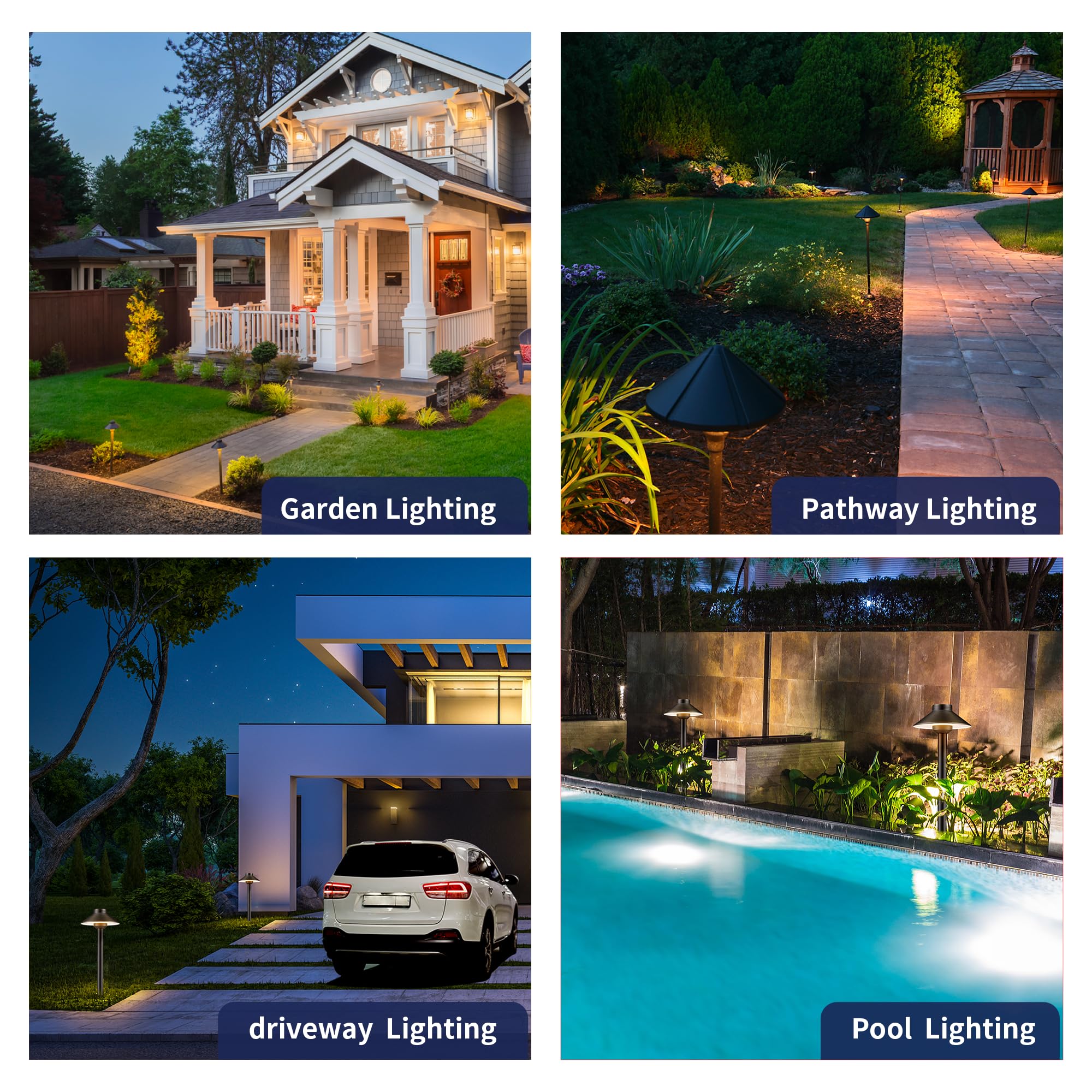 Gardenreet Solid Brass Pathway Light - 12V Landscape Path Lights Outdoor Waterproof, Electric Walkway Lamp Wired, Hat Shape Antique Bronze Garden Decoration With 3W 270Lm 2700K G4 Bulb (12 Pack)