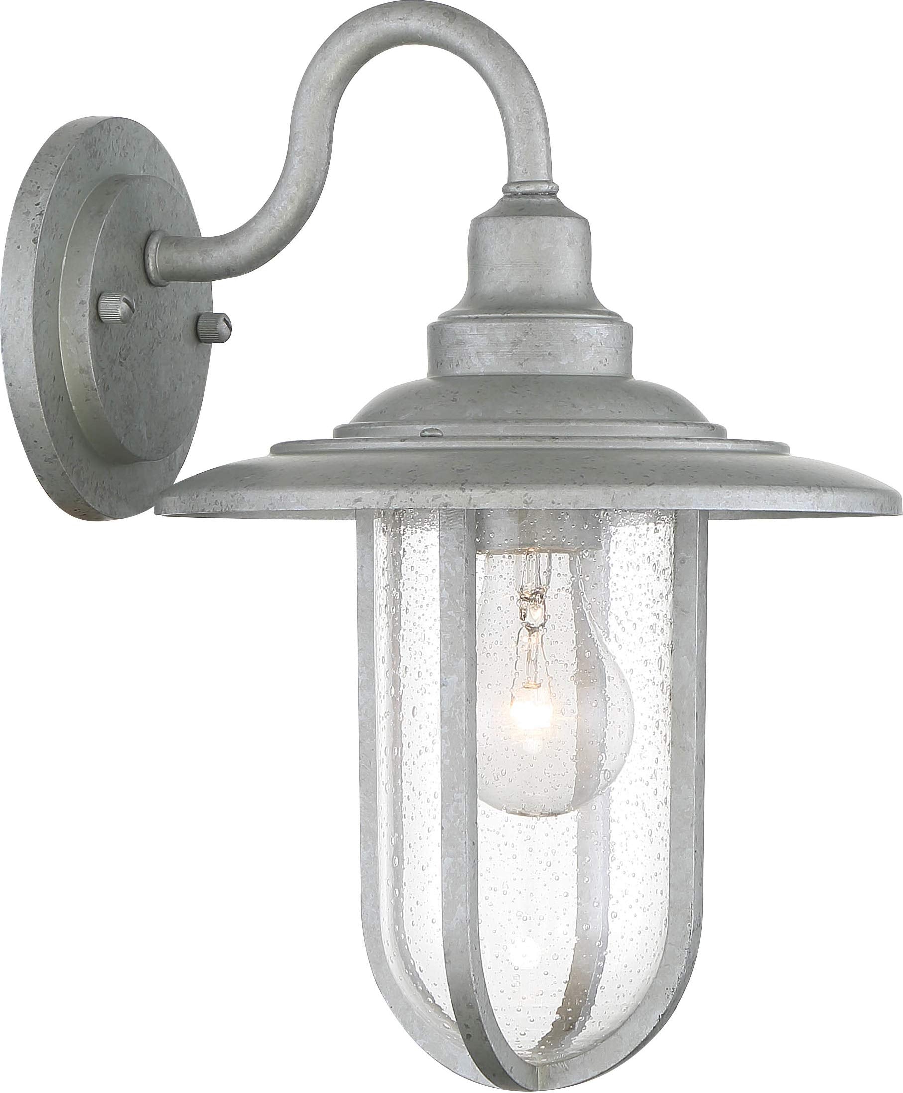 Minka Lavery 73191-715 Signal Park Clear Seeded Glass Outdoor Wall Sconce, 1-Light 100 Watt, Galvanized, 13 H x 9 W