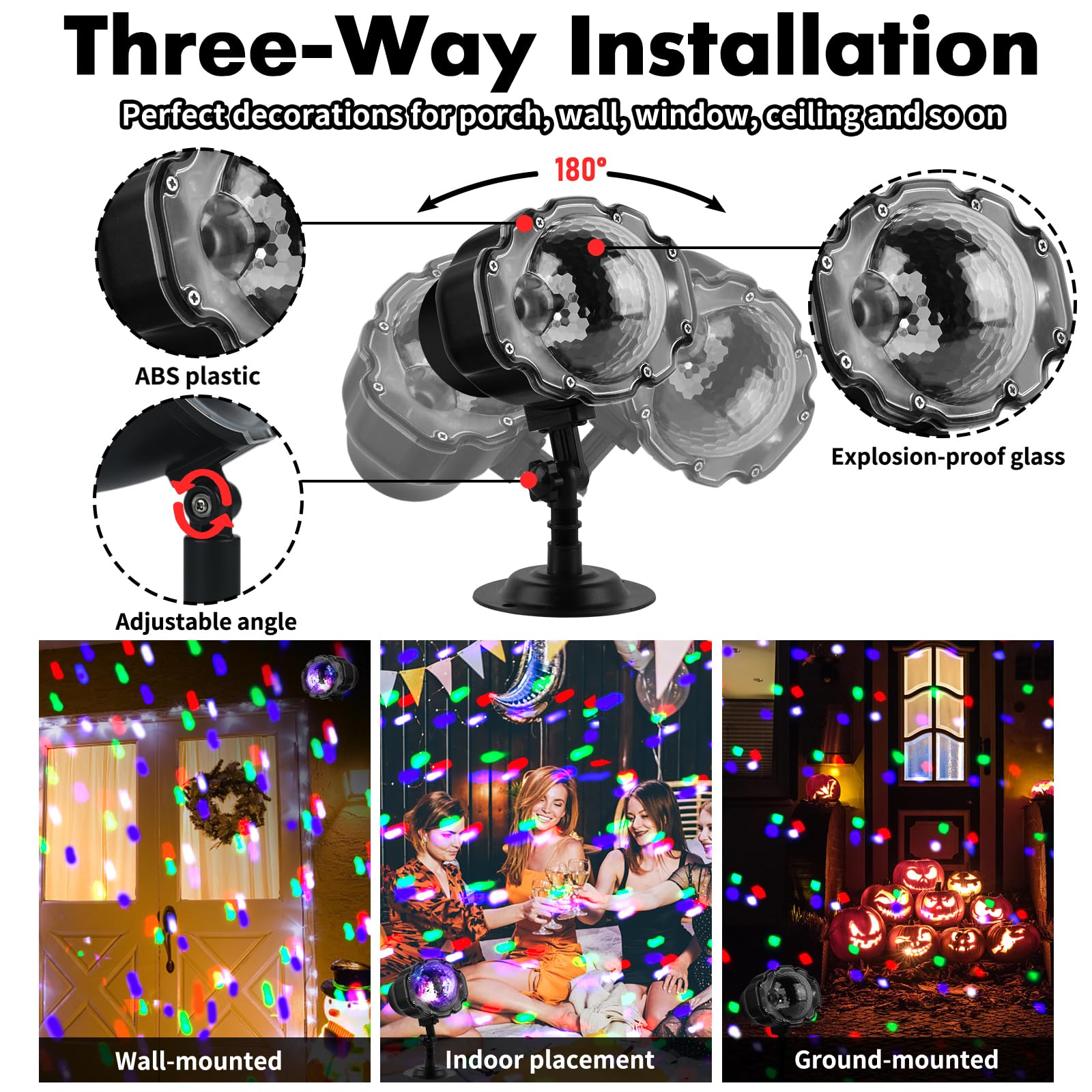 Yokgrass Christmas Snowfall Projector Lights, Multi-Color with Remote Control, Indoor/Outdoor Use, Model YOKUS-2309-MSP