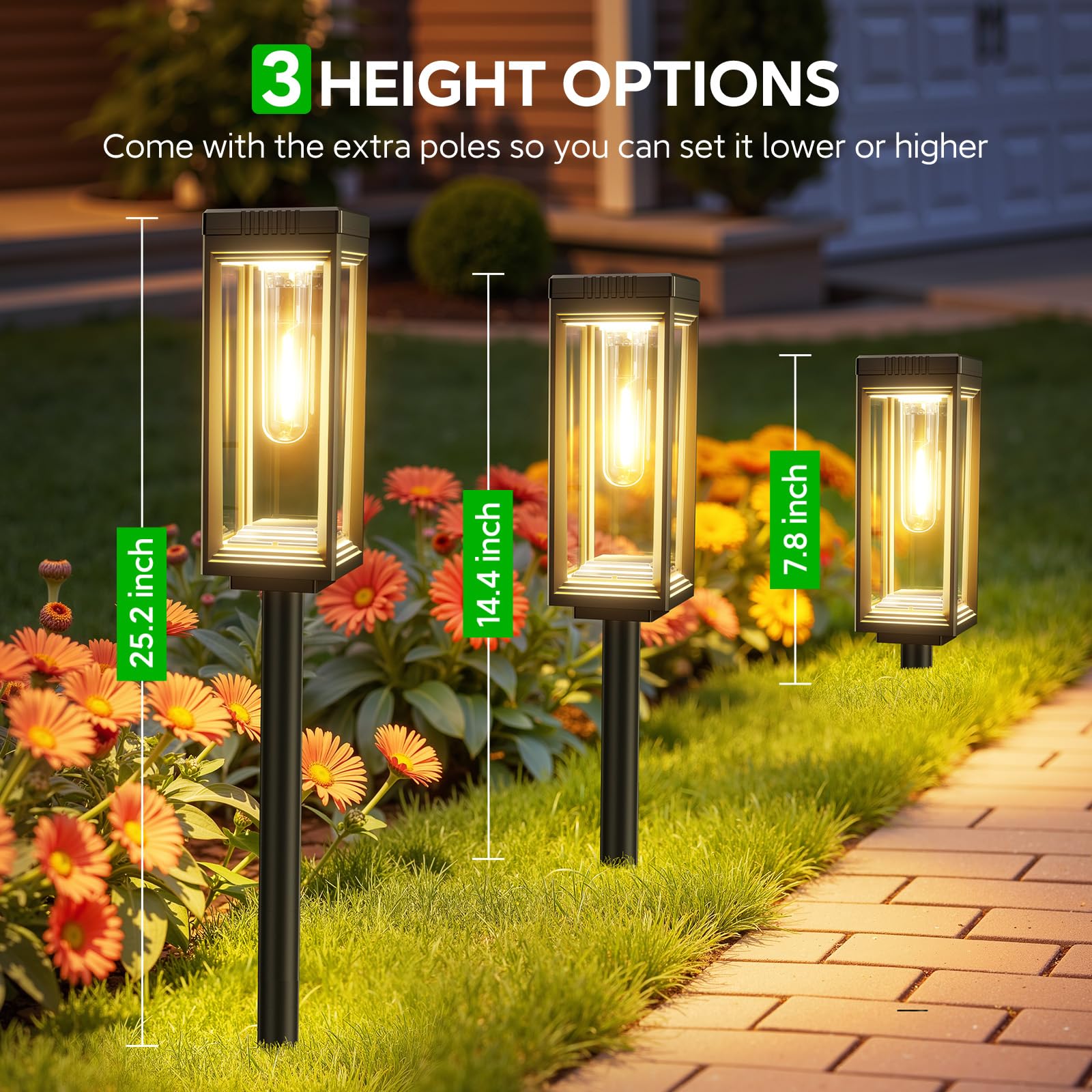 Bright Solar Pathway Lights Outdoor Waterproof  4 Pack Upgraded Solar Lights  15+ Hours Runtime Garden Light  Auto On/Off  Lighting For Outside Yard Walkway Driveway Landscape  Warm White