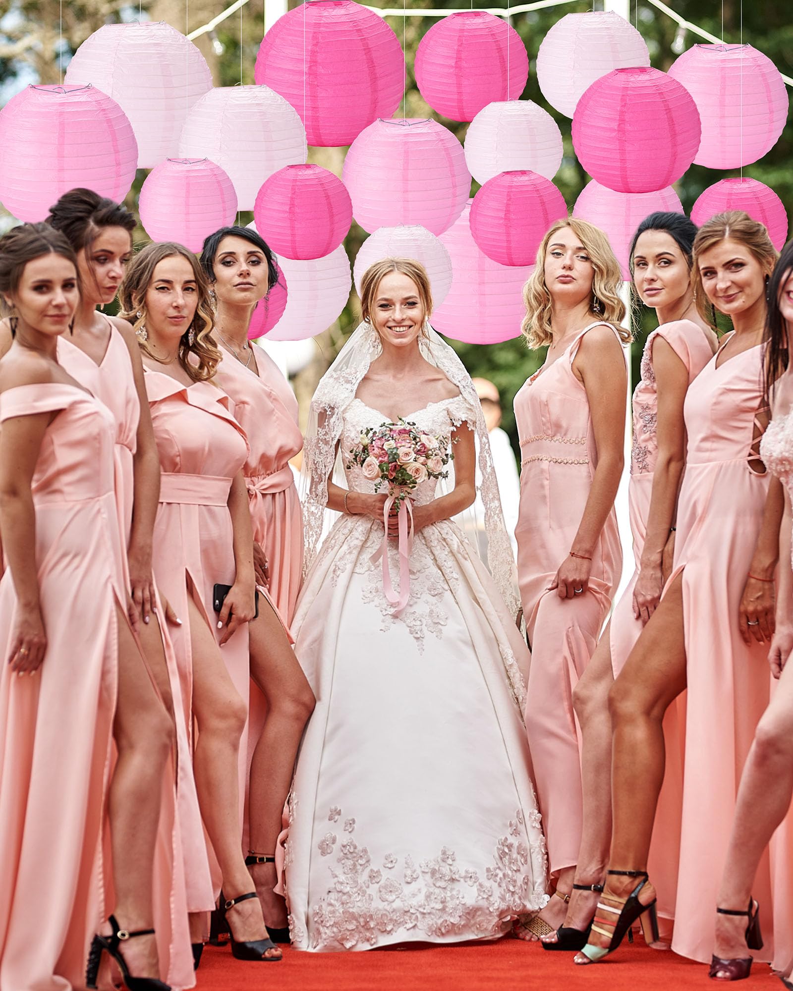 Treela 48 Pcs Paper Lanterns Party Decorations Chinese Round Paper Lanterns 4/6/8/10 Inch Asian Hanging Lamps Decorative For Bir