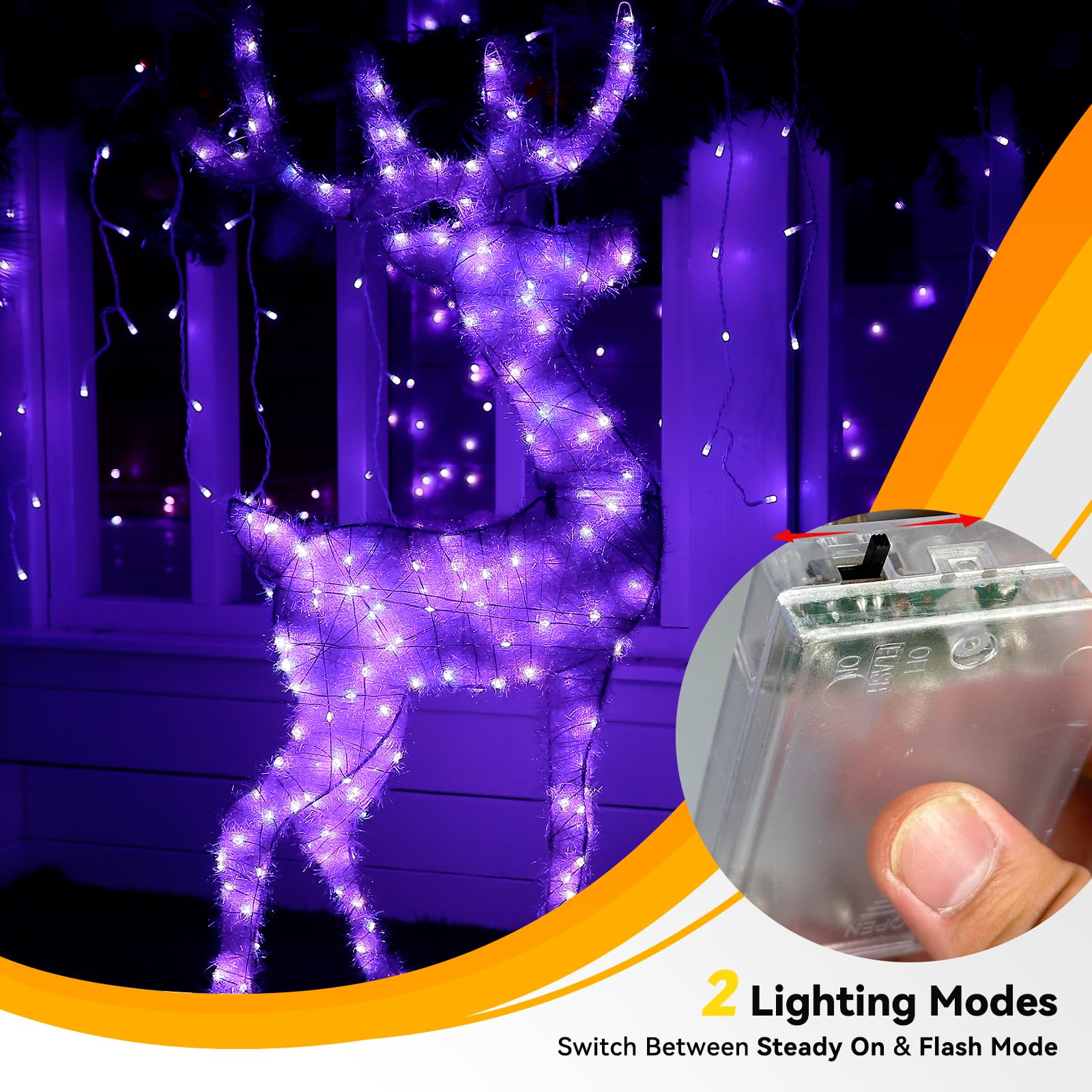 LitHome 4 Pack 240LED Battery Operated Fairy Lights - 20FT Twinkle Lights, Waterproof, Indoor/Outdoor, Purple