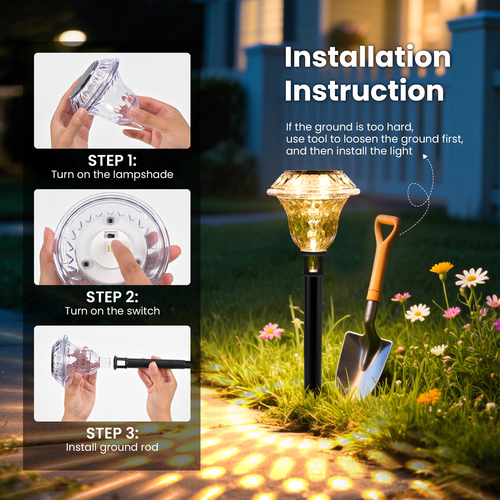 Patiopia Solar Pathway Lights Garden Decor For Yard  Solar Garden Lights For Outside Waterproof Landscape Lighting  Garden Decorative For Walkway  Driveway  Yard  Landscape  Lawn (8 Pack Warm White)