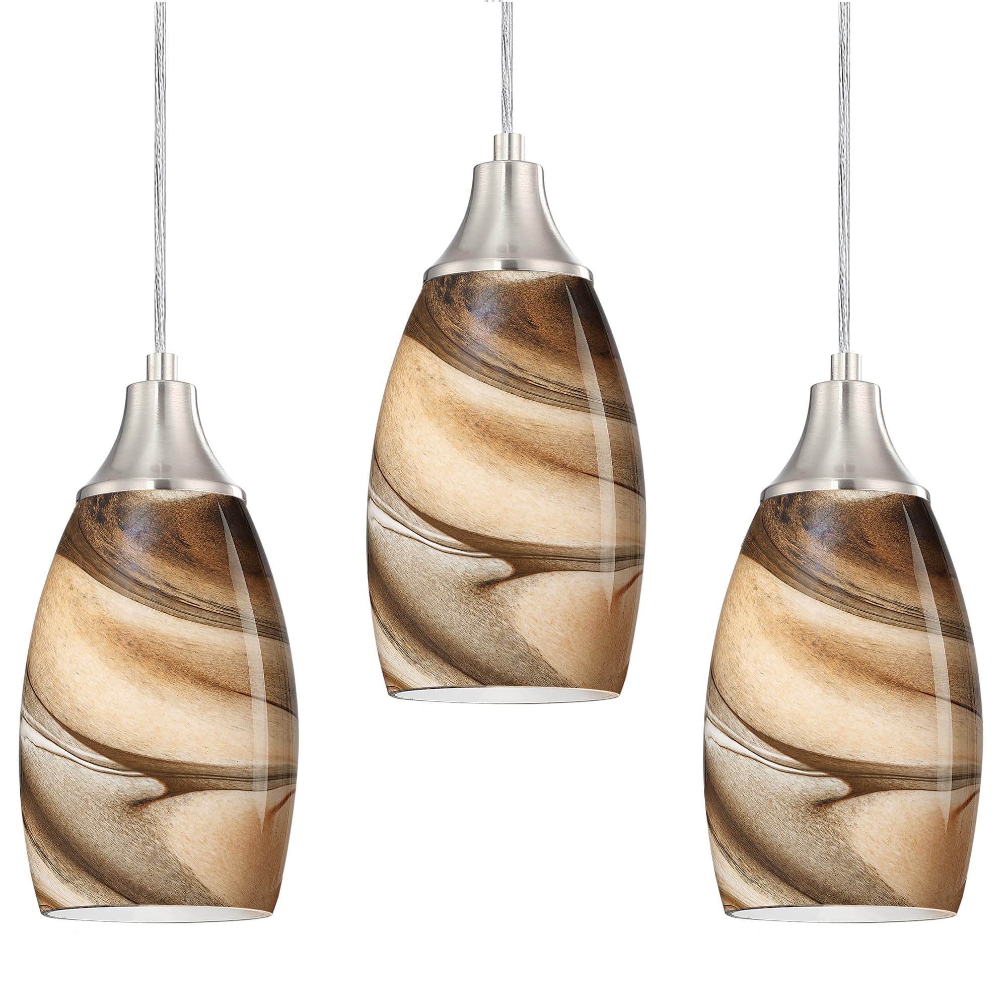 karyfine Mini Pendant Light Brown Glass Shade Adjustable Cord Kitchen Island Light 1001AP