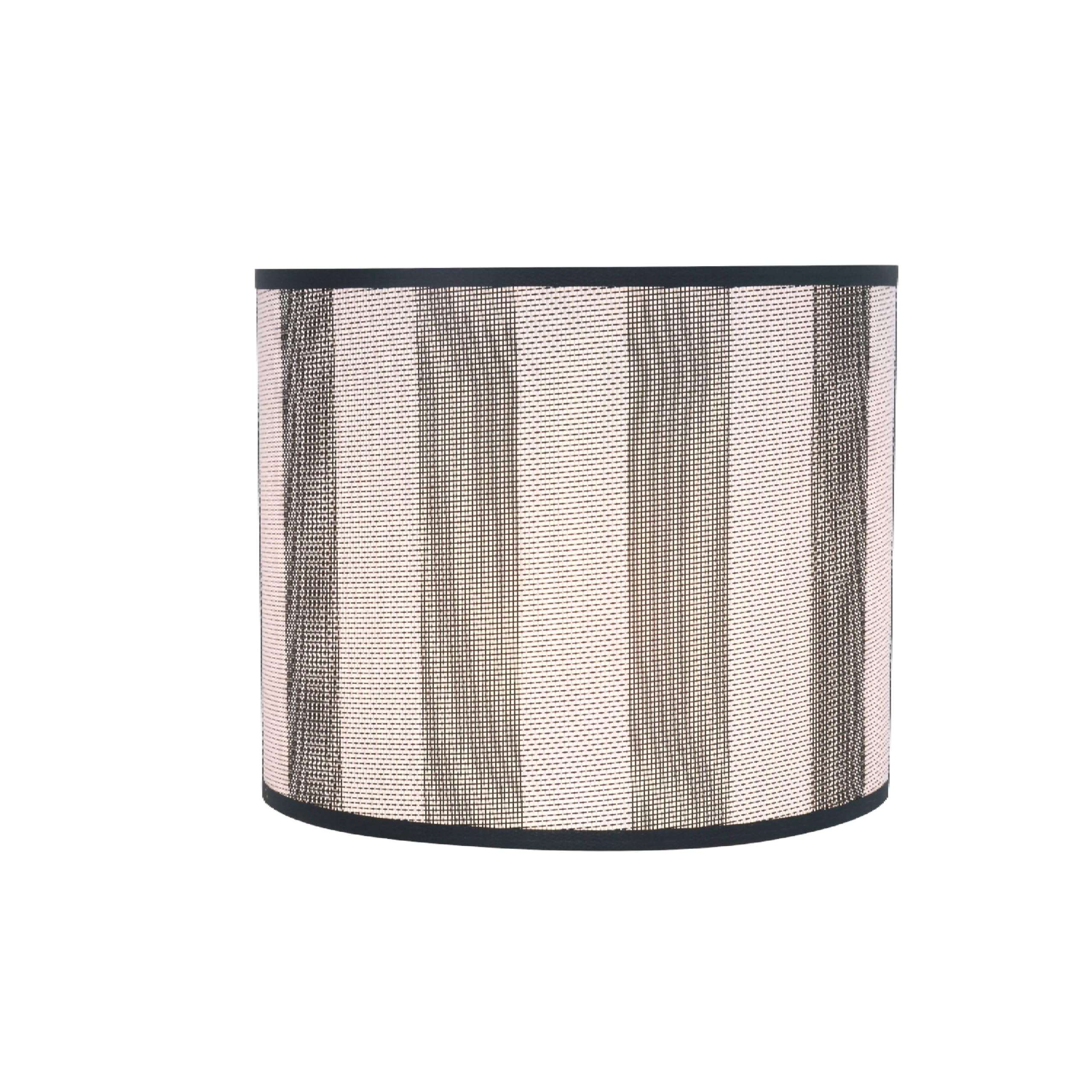 Aspen Creative Drum Lamp Shade, 12in Wide, Hunter Green & White Striped, Model 31091, Network Fabric