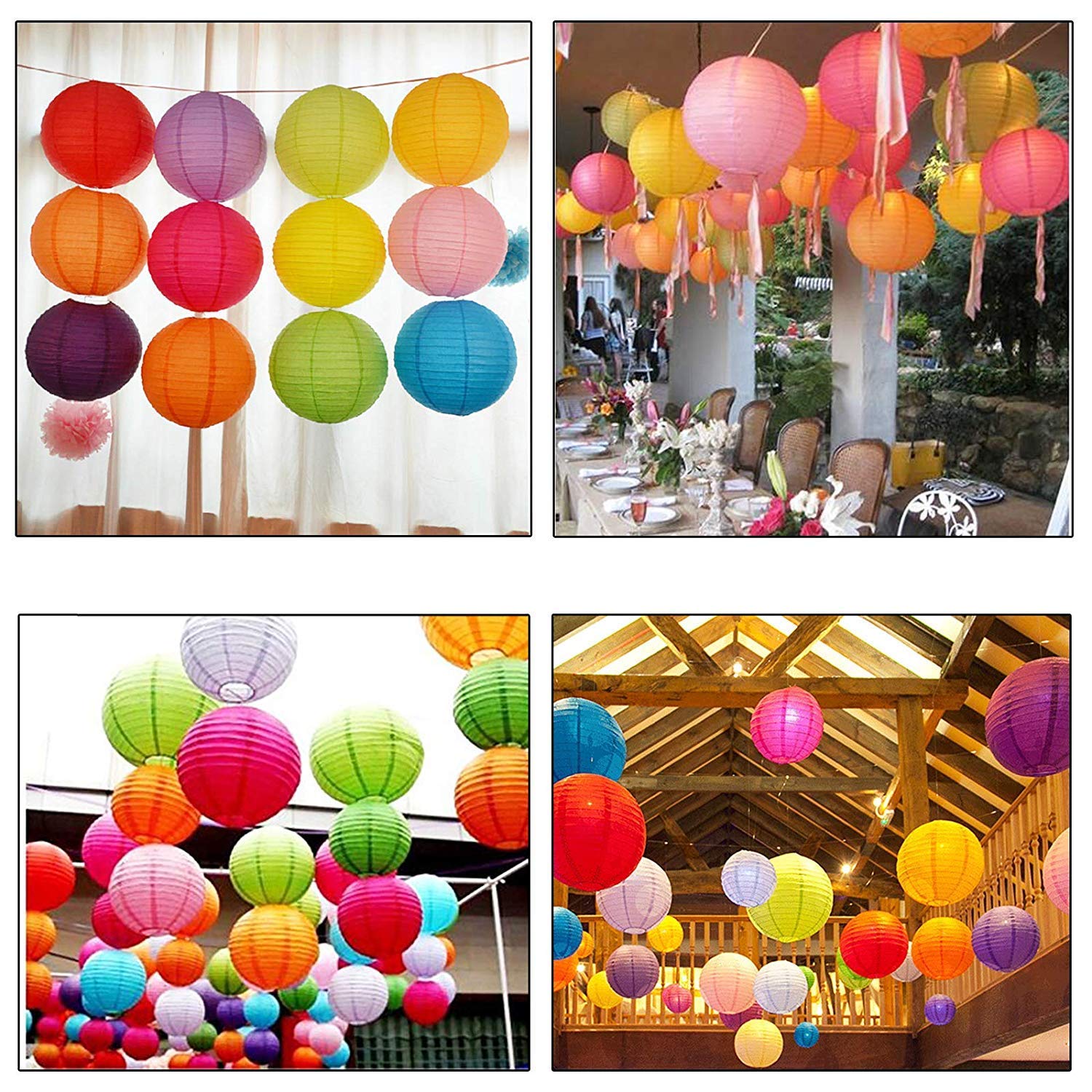 Wagela Round Hanging Ball Paper Hanging Lantern Paper Lamp for Decoration at Diwali Party Birthday Chrismas New Year Multicolor,