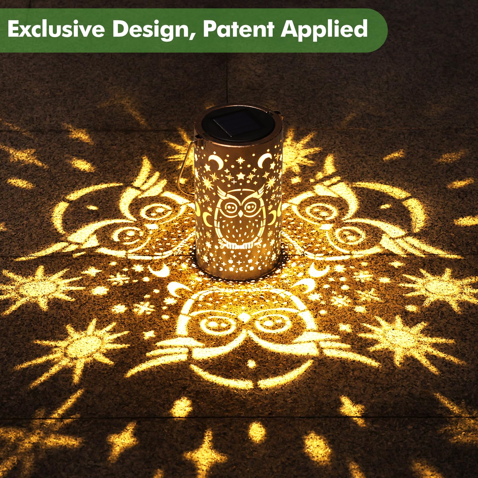 Fabuday Owl Solar Lantern - Waterproof Hanging LED Light for Outdoor Garden Decor, Bronze, Model 218