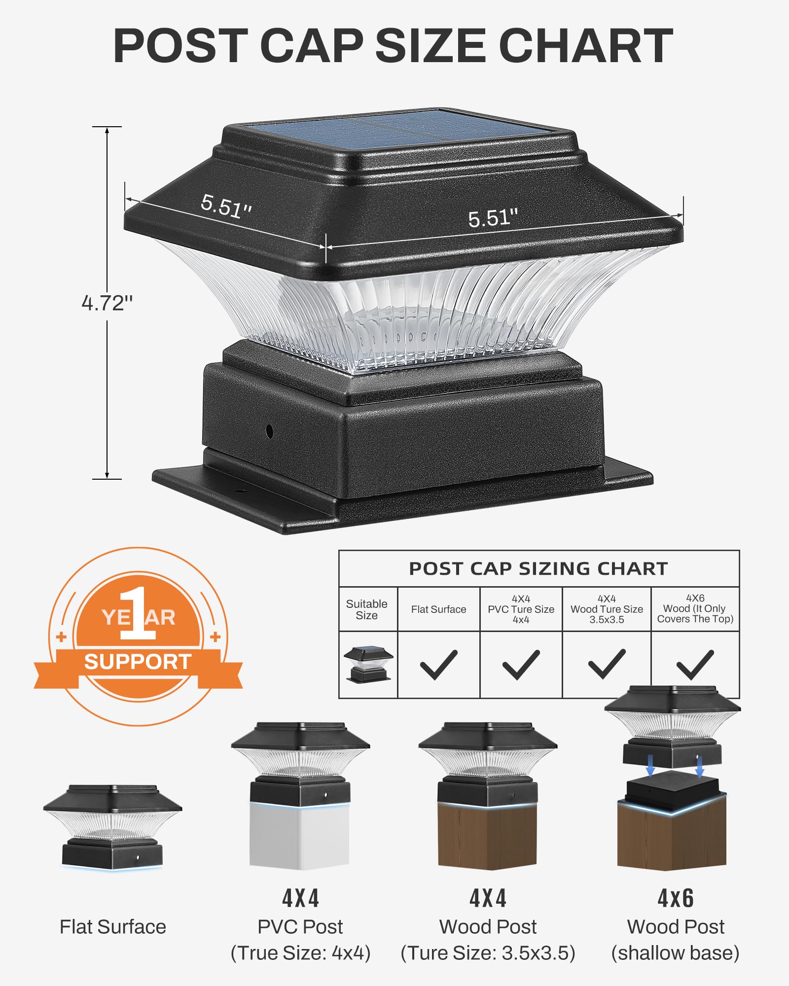 Moon-De-Age 10 Pack Solar Post Lights, Rgbw Black, 5 Modes, 50 Lumens, Waterproof For Outdoors