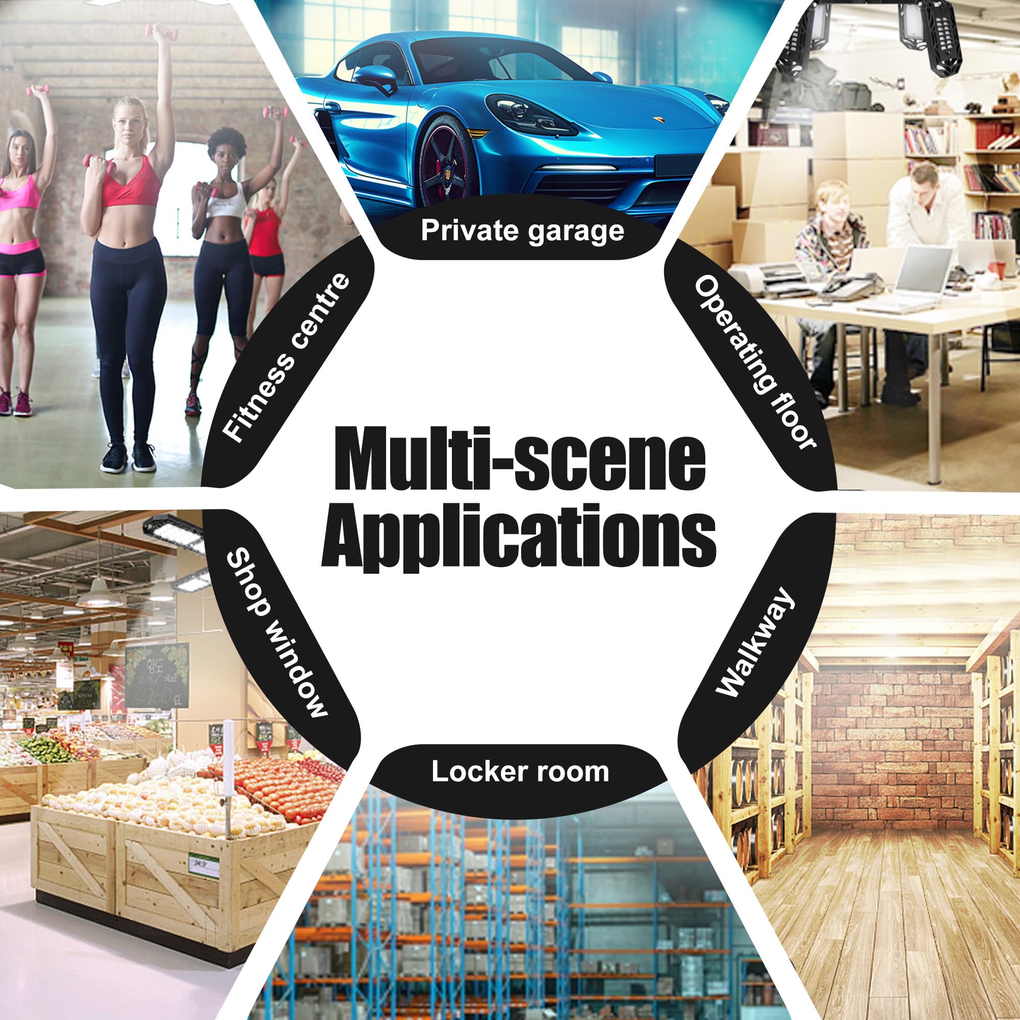 Pinsai Led Garage Light,Super Bright Screw In E26/E27 Ceiling Shop Work Lamp, 300W 30000 Lumen Deformable Basement Bulb Fixture