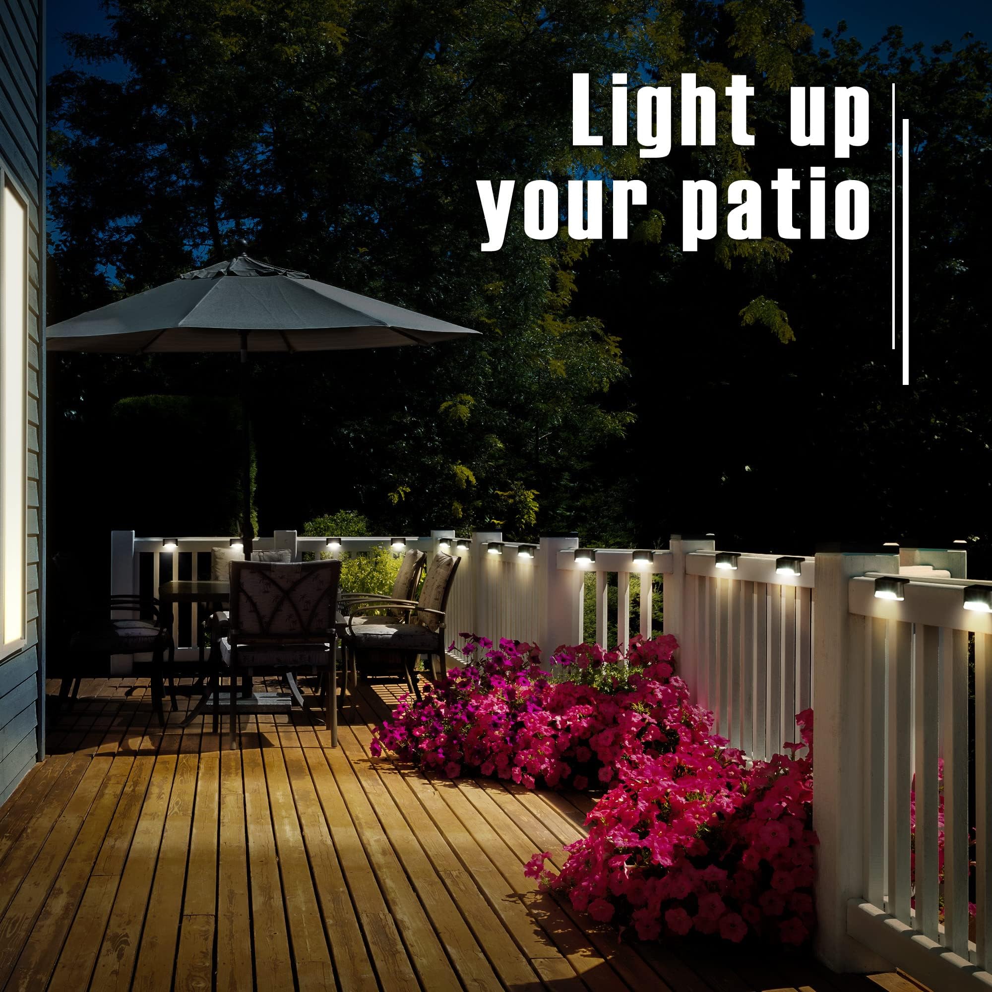 Patiowin Solar Step Lights 20 Pack, Solar Powered Deck Lights Of Waterproof Led For Stairs, Fence, Yard, Patio, And Pathway (War