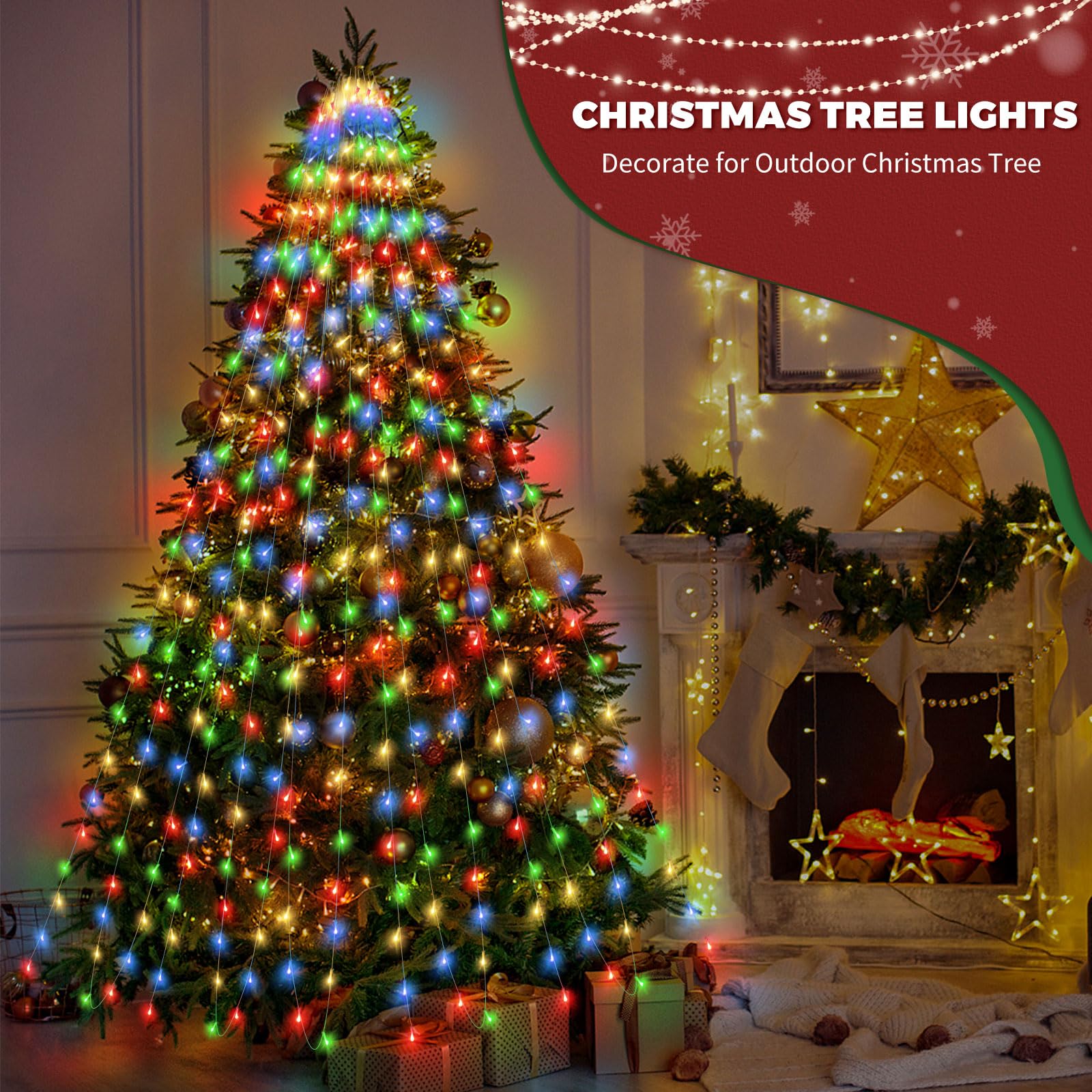 Generic 16.5FT Solar String Lights - Colorful Outdoor Christmas Decorations, 8 Modes, Plastic for Trees, Patios, and Eaves