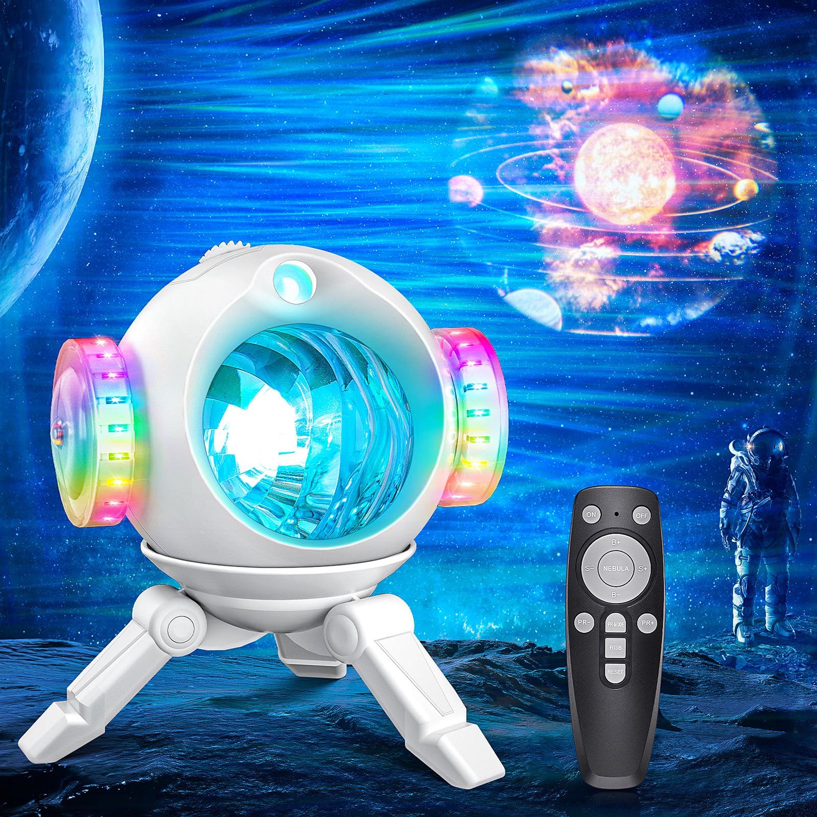 Aurora Projector Lights-4K HD Star Projector with Remote,5 Realistic Nebula Scenarios&7 +1 Colors Effects,RGB Space Pod Night Li