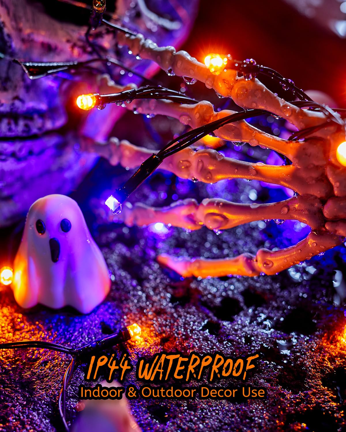 Minetom 196Ft Purple & Orange Halloween Lights, 600 Led Halloween Fairy String Lights With 8 Modes, Plug In Orange Purple Hanging Twinkle Lights For Party Garden Bedroom Halloween Decorations