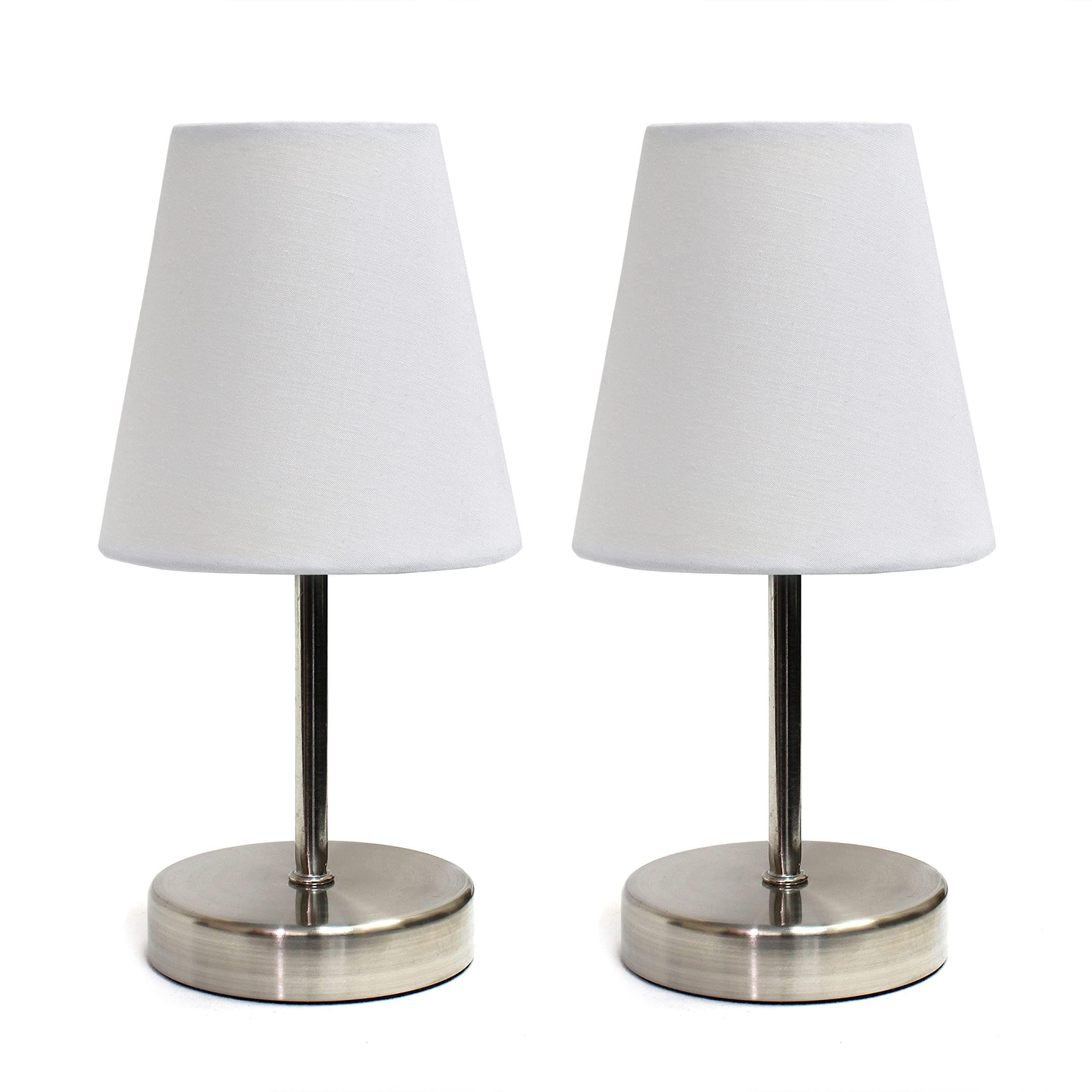 Simple Designs Mini Table Lamp Set, 2 Count, Metal, White, Model LT2013-WHT-2PK