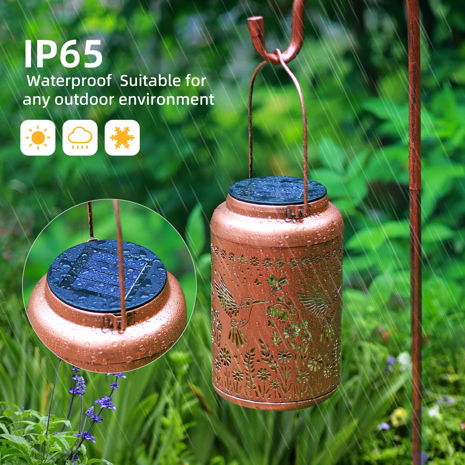 Hummingbird Solar Lanterns Outdoor Waterproof Lantern Garden Decor Gifts For Women Mom Grandma Hanging Solar Lights Metal Decora