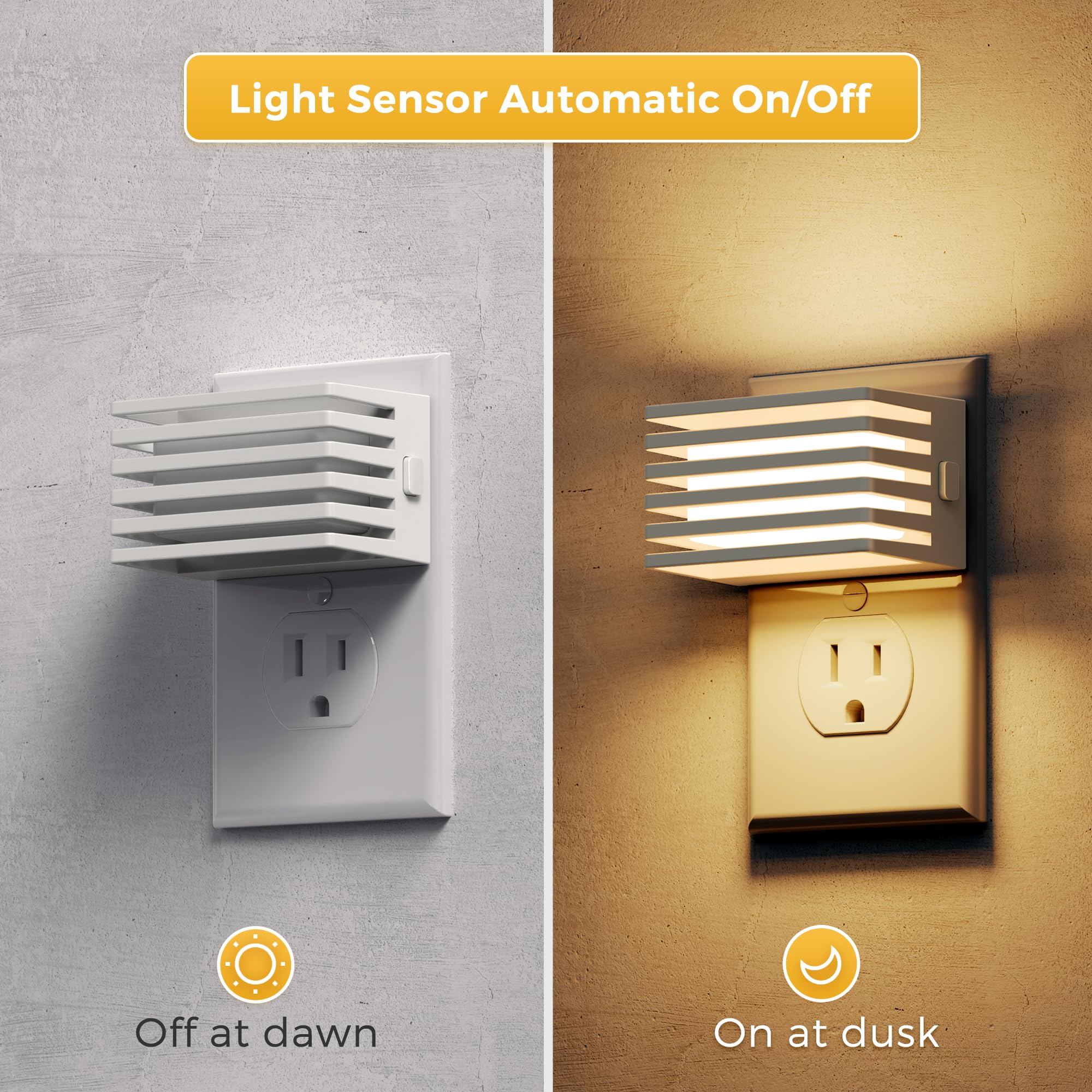 L LOHAS LED Night Lights, Dimmable with Dusk to Dawn Sensor, 3000K Soft White, 2 Pack, Modern Plug-in for Bedroom Bathroom Hallway