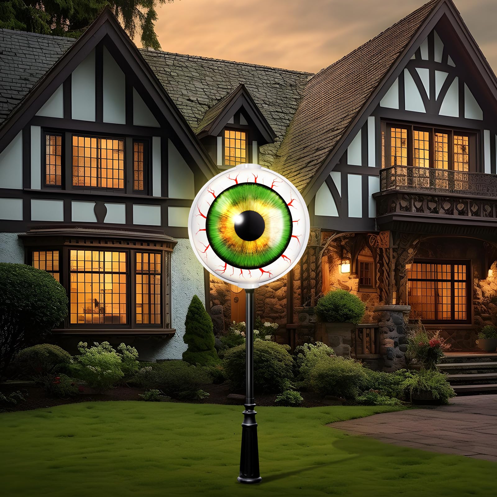 Retisee Halloween Eyeball Post Light Cover Jack O Lantern Lamp Shade 20'' D X 22'' H Eyeball Lamp Shade Plastic Eyeball Light Sh