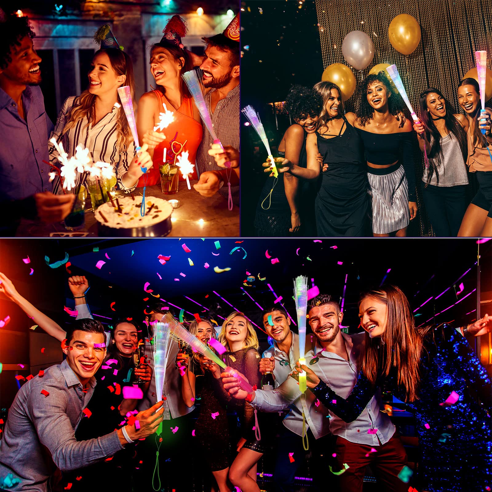 80 Pcs Fiber Optic Wands, Glow Wands Led Wand Light Up Fiber Optic Glow Wands Led Light Up Fiber Optic Stick With Batteries For Kids Birthday Wedding In Dark Party Concerts Clubs (Multicolor Handle)