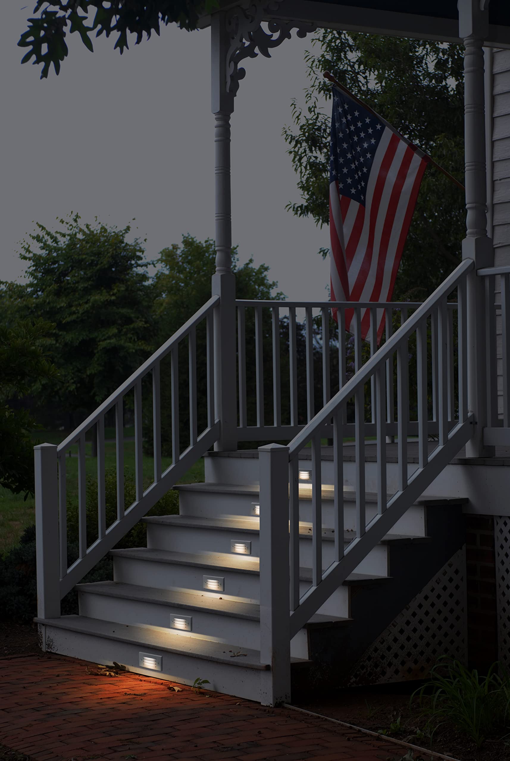 Gkoled Low Voltage Outdoor Step Lights 12V 3W Stair Lighting With Horizontal Louvered Faceplate, Surface Mount Suitable For Step