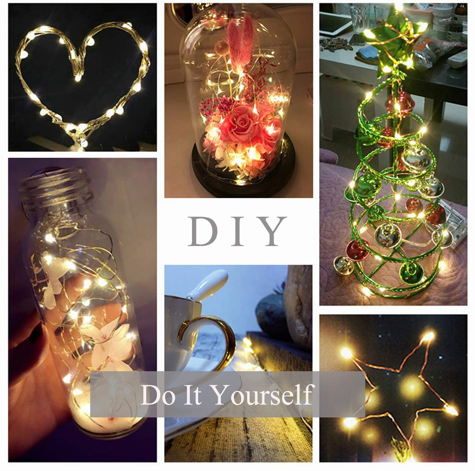 2 Pack 220 Led Firefly Bunch Lights Battery Operated, 8 Flashing Modes Waterproof Copper Wire Waterfall Lights, Remote Controlle