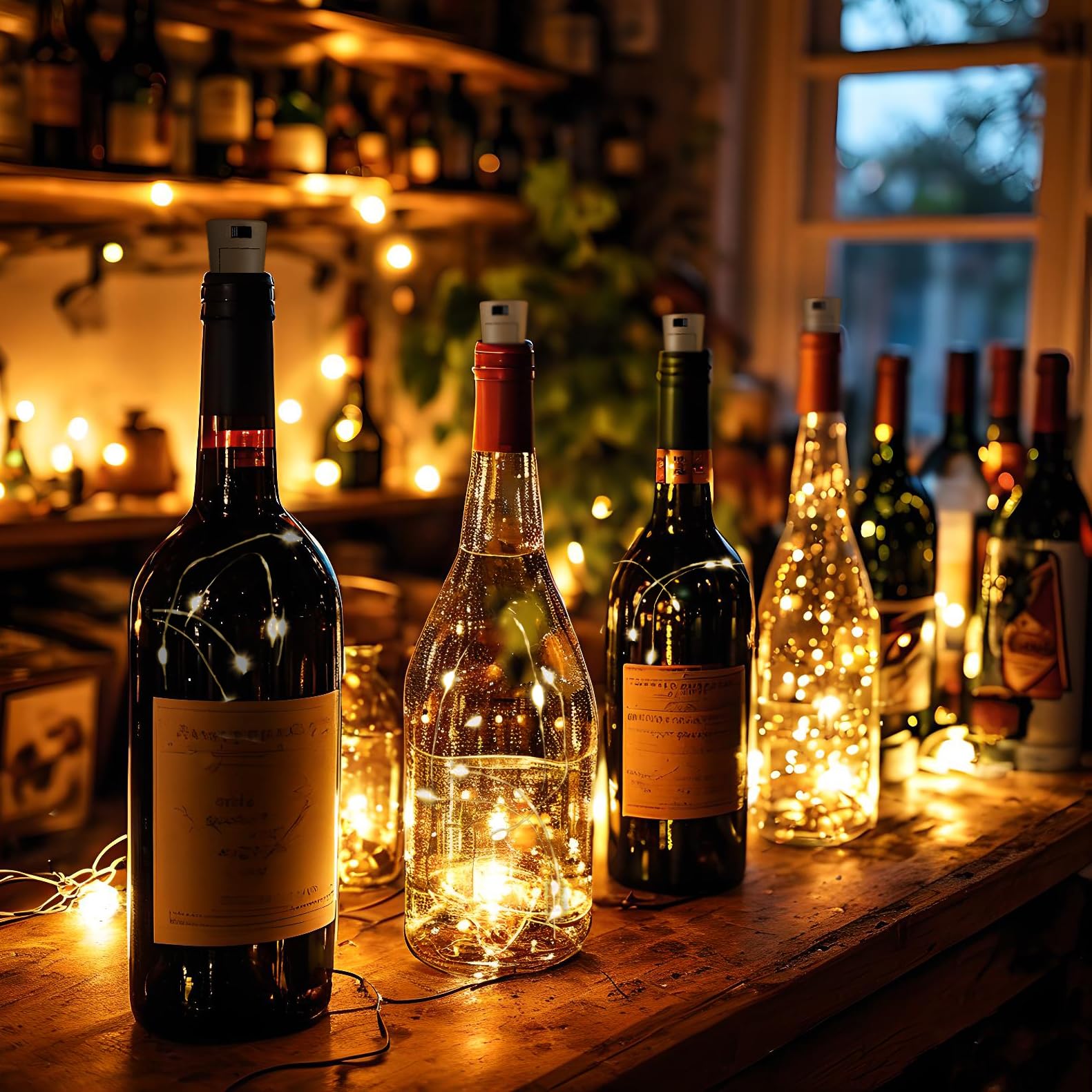 Etinga 18 Pack Wine Bottle Lights With Cork, 20 Leds, 6.6 Ft, Fairy Mini String Lights For Diy Jar Halloween, Christmas, Party Decoration, Wedding Listing (18 Pack, Warm White)
