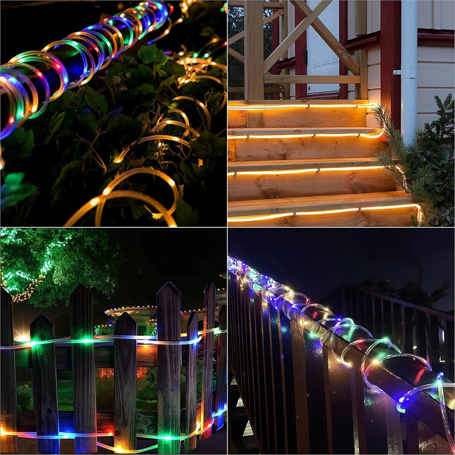 XEWEA Solar Rope Lights, 39Ft String Light, 66LED, 16 Colors, 20 Modes, Solar Powered, for Garden, Fence, Patio, Christmas, Solar-100R