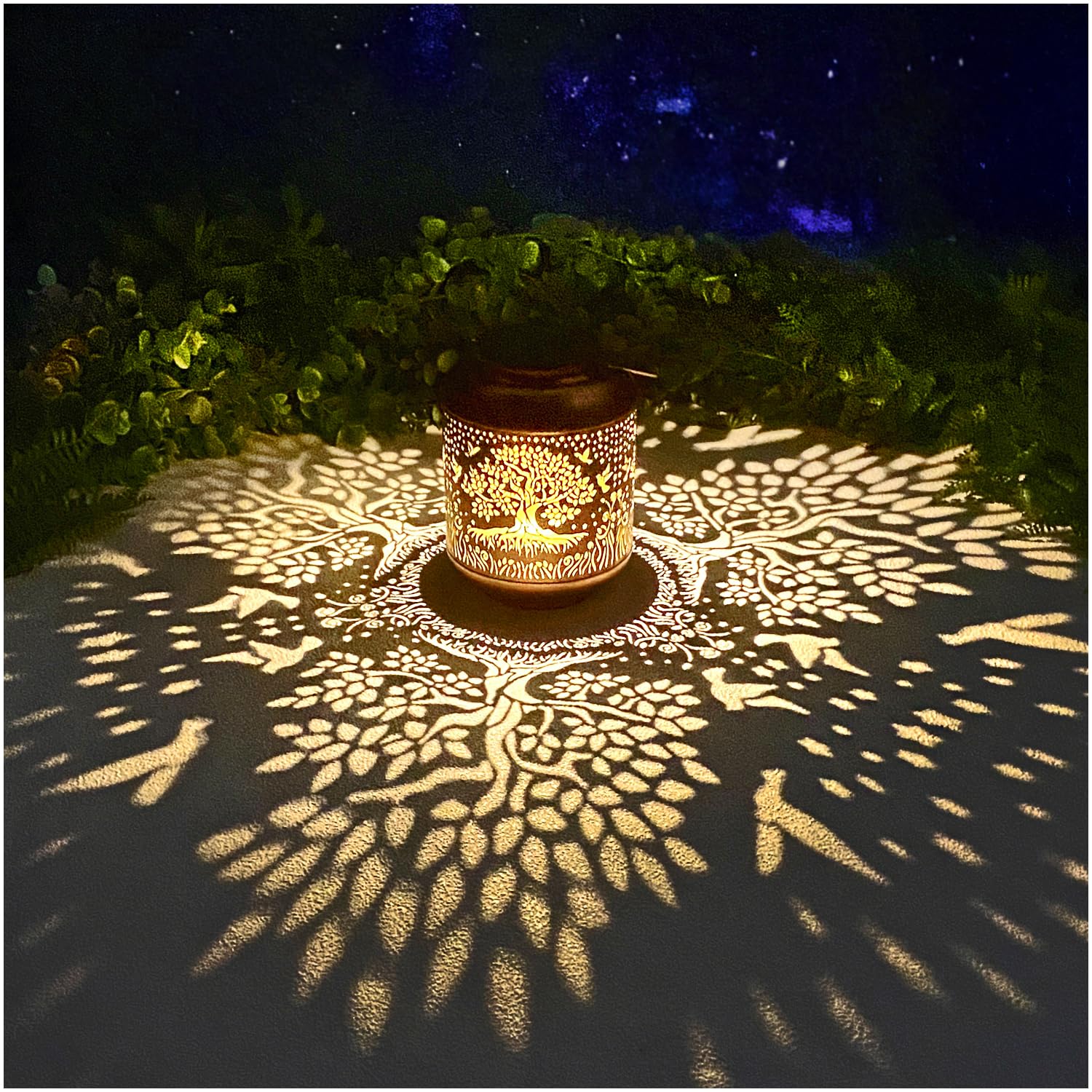 Tree of Life Solar Lanterns Outdoor Waterproof Hanging Solar Lights Big Tree Gifts for Women Men Metal Decorative LED Lanterns f