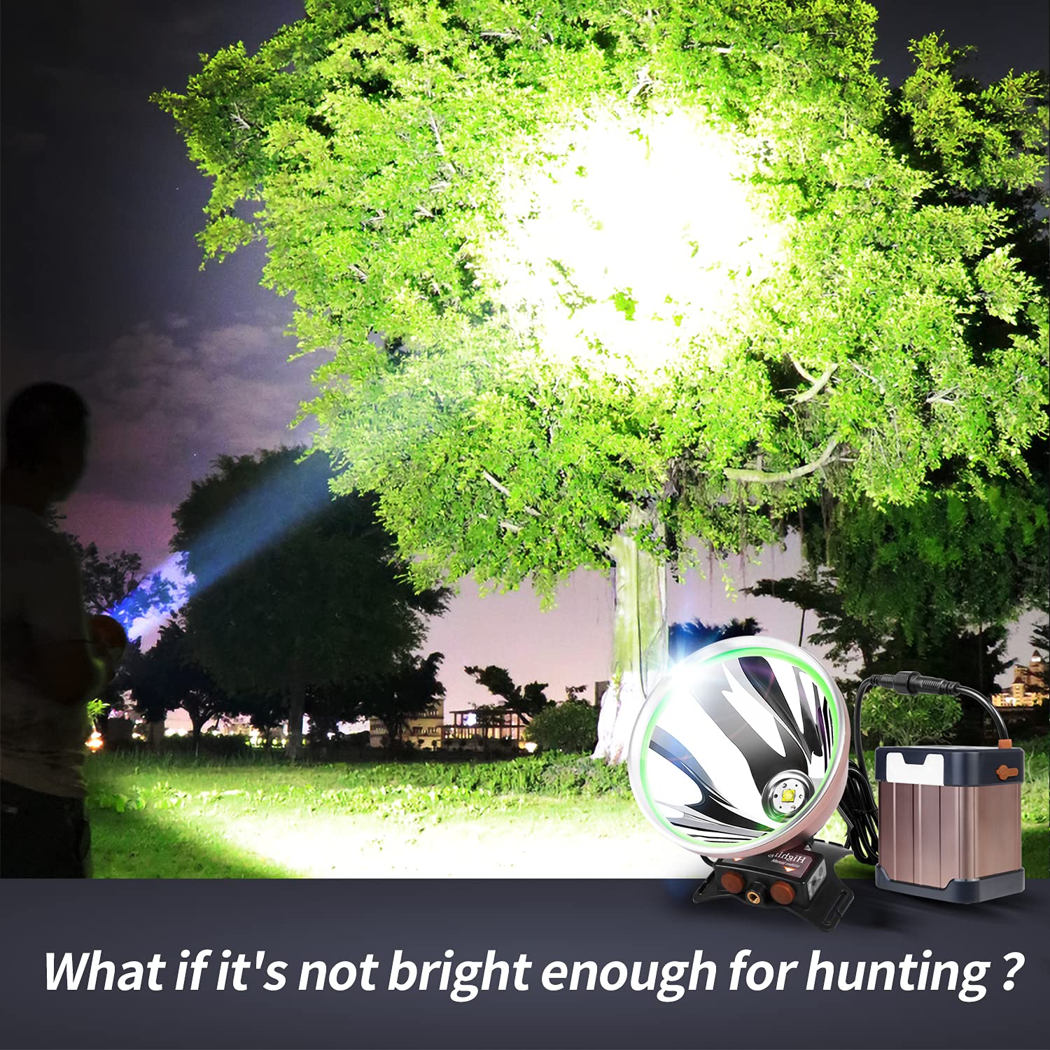 Pinsai Coon Hunting Lights High Power Led Headlamp Super Bright High Lumens 22000Mah Rechargeable Headlight Waterproof Head Spot