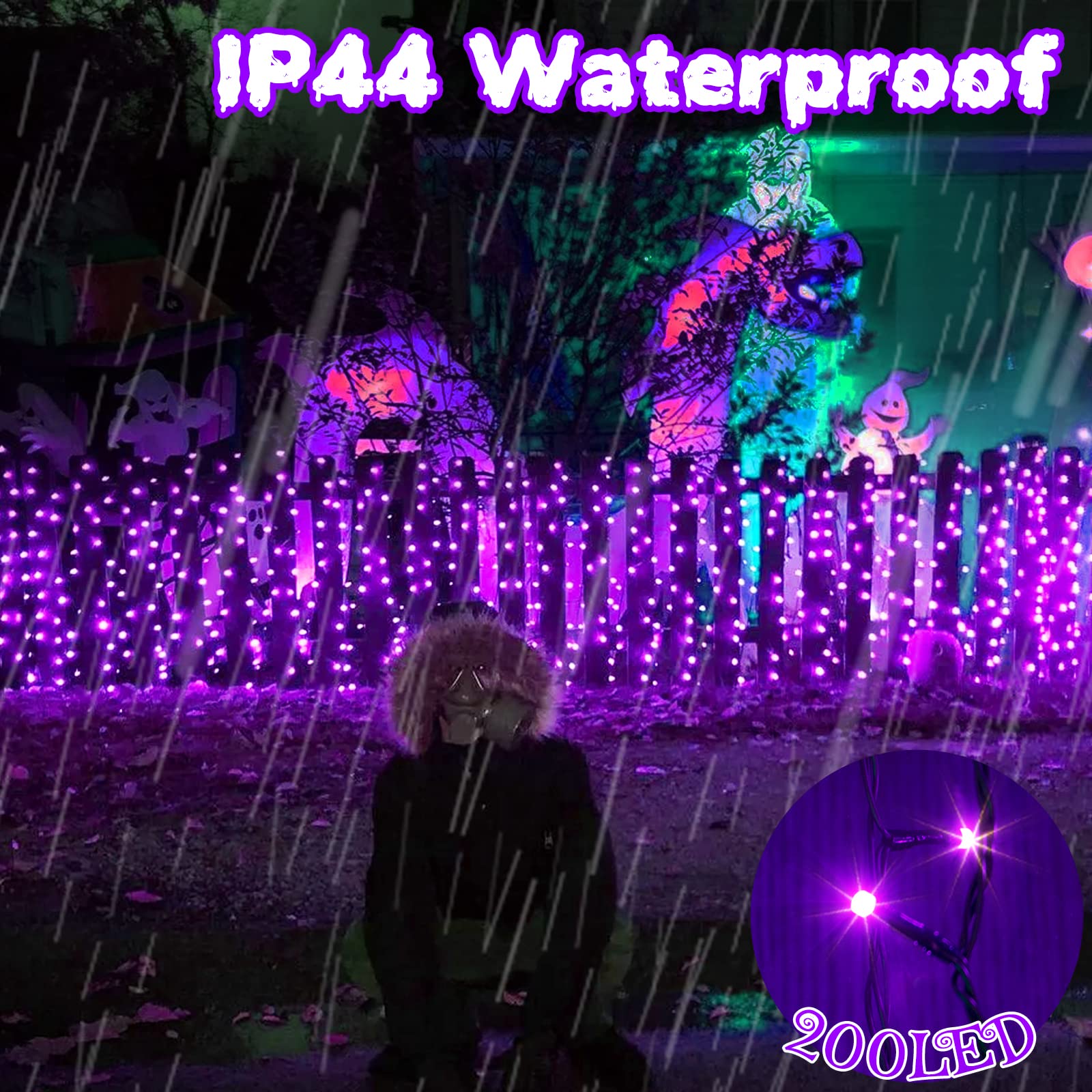 PEIDUO Purple String Lights, 82 FT 200 LED, Motion Sensor, Twinkle Fairy Lights for Halloween Indoor/Outdoor Decor