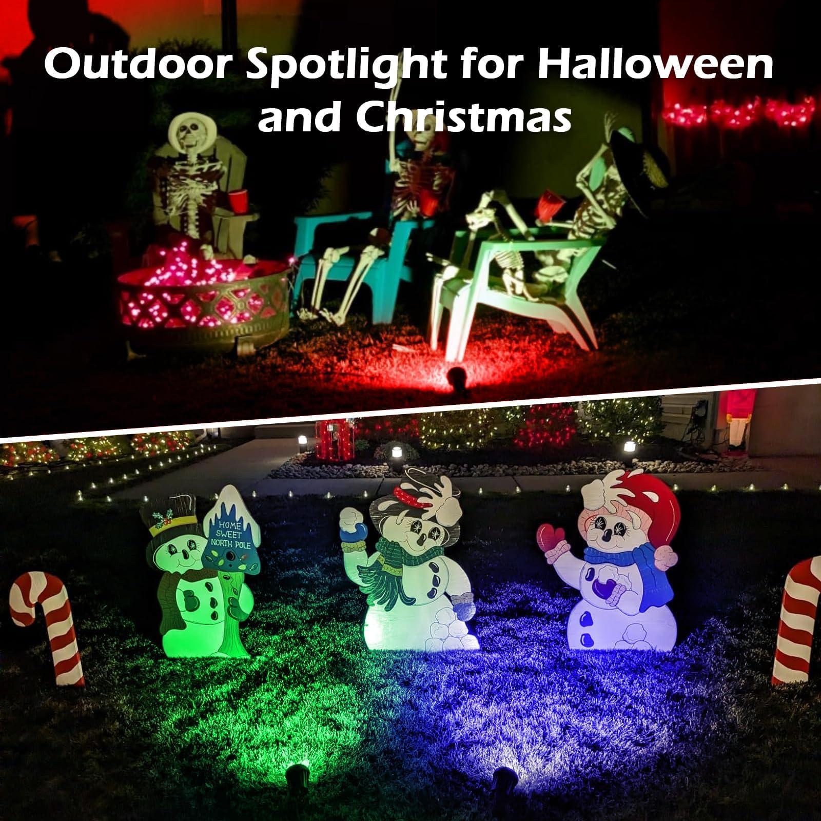 Holeva Halloween Spotlight Outdoor LED Landscape Lights, 2700K Warm White, IP67 Waterproof, 10W, Green, 1 Pack
