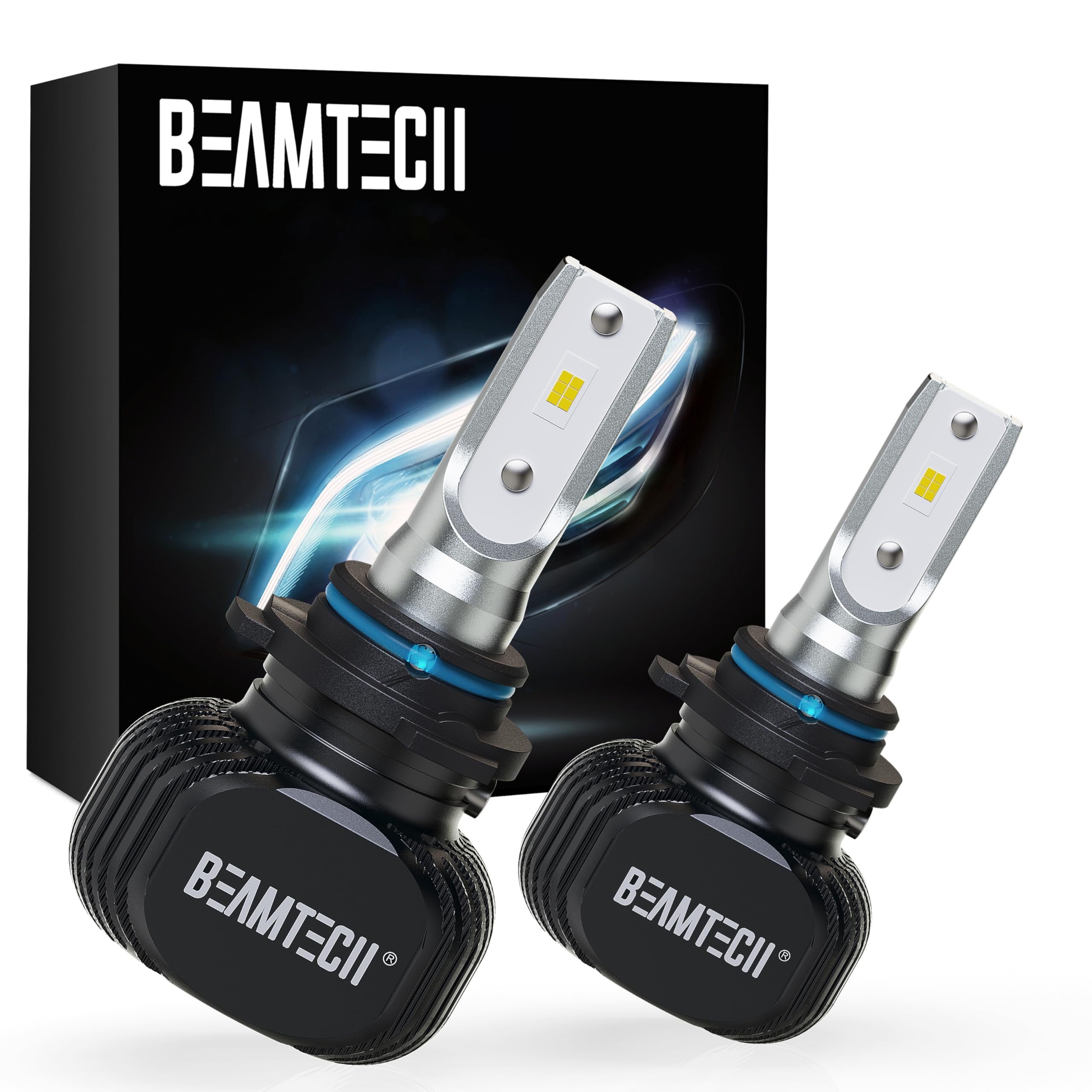 BEAMTECH 9006 Bulbs, S1 Series HB-4 Fog lights, 300% Brighter 6500K White, 2 Bulbs