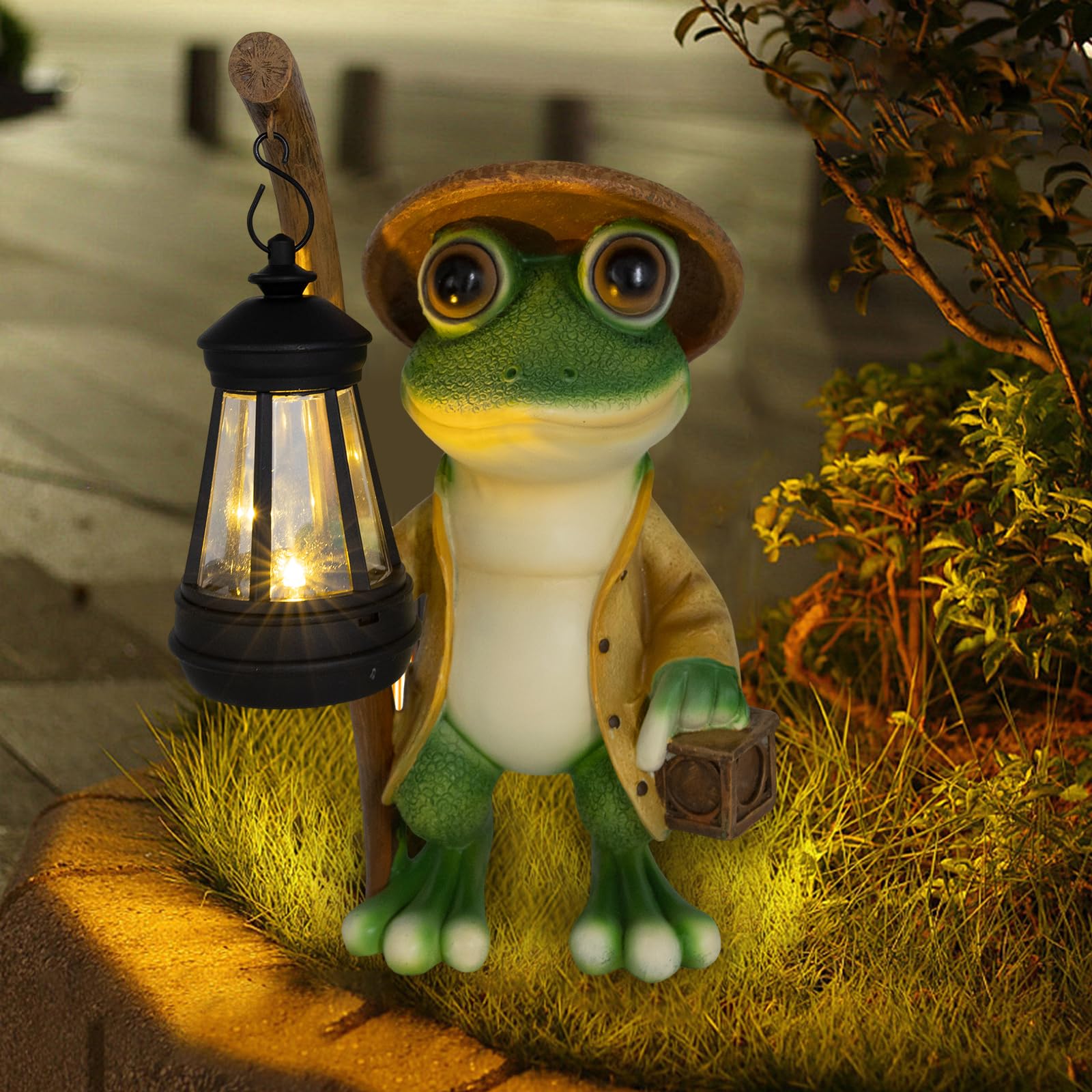 Iswabard Frog Statue Solar Lights Outdoor-Halloween Christmas Decorations Outdoor, Frog Solar Lights For Garden Patio Porch Deco