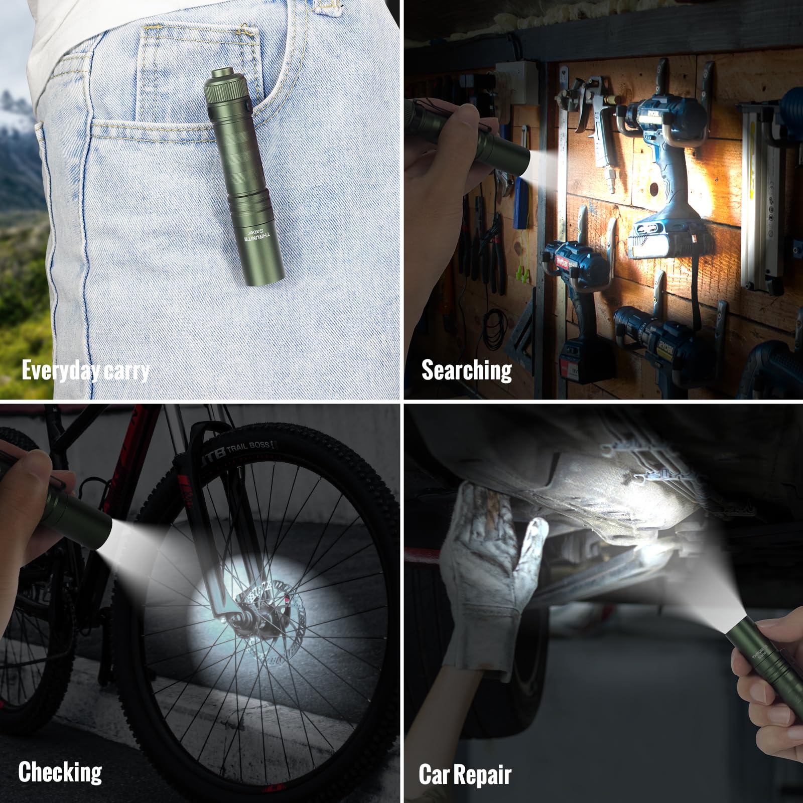 ThruNite Saber 659 Lumens EDC Flashlight, Compact SST20 LED, Dark Green