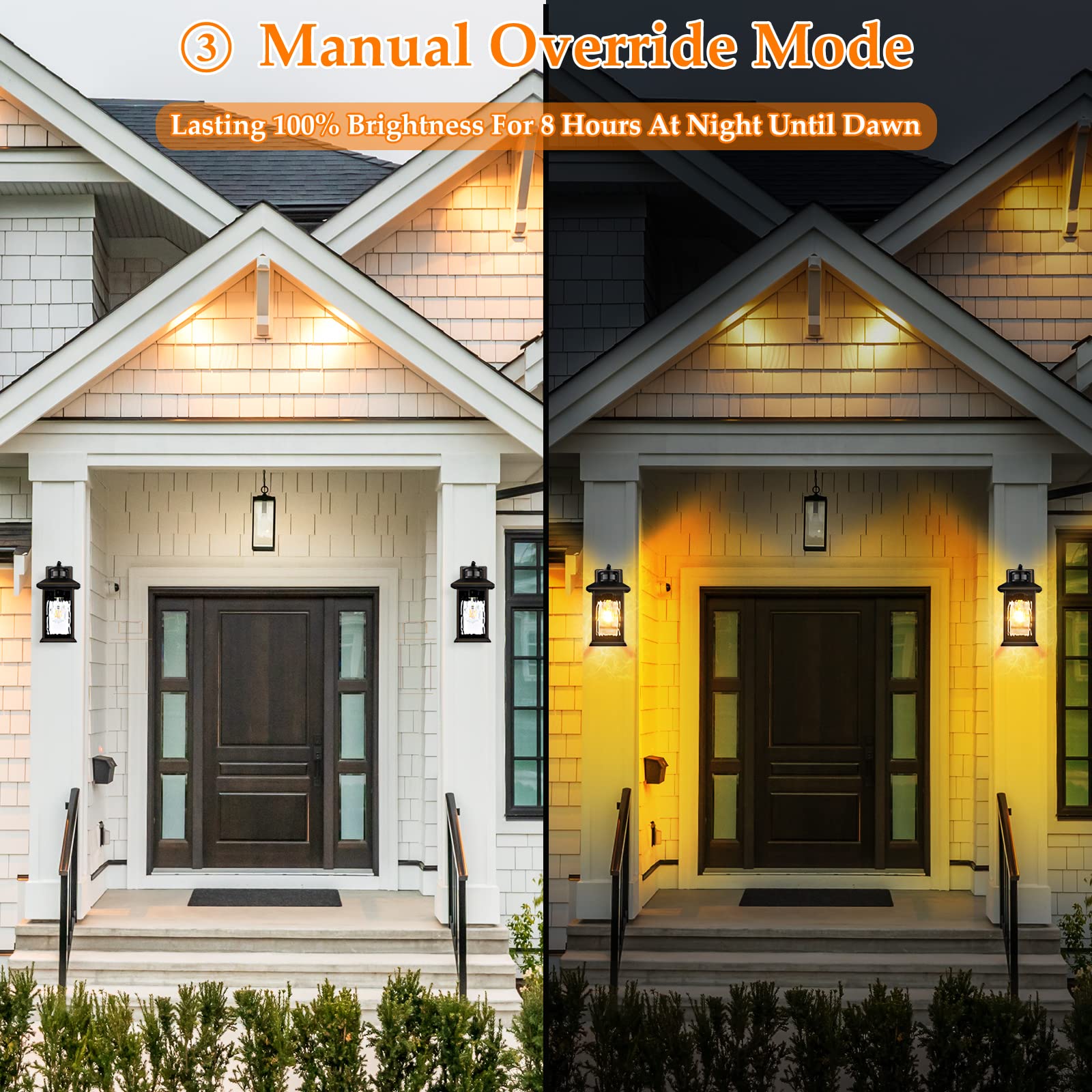 Filiyano Motion Sensor Outdoor Lights - Retro Dusk To Dawn Black Waterproof Lantern 1-Pack