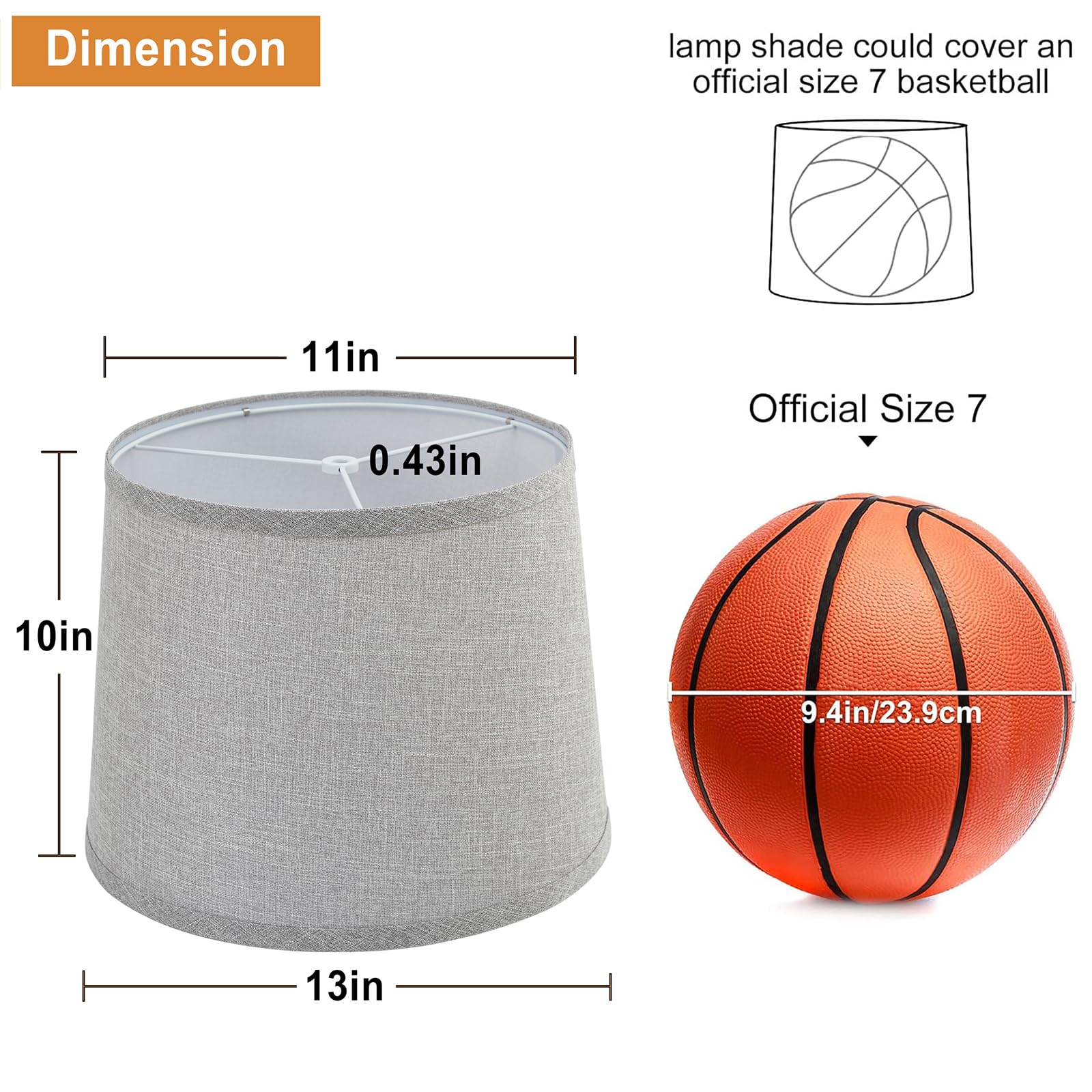 Grey Lamp Shades Set Of 2, Drum Lampshades, Lampshade 10 Inches Height, Lampshades For Table Lamp, Floor Lamp, Pendant Light, La