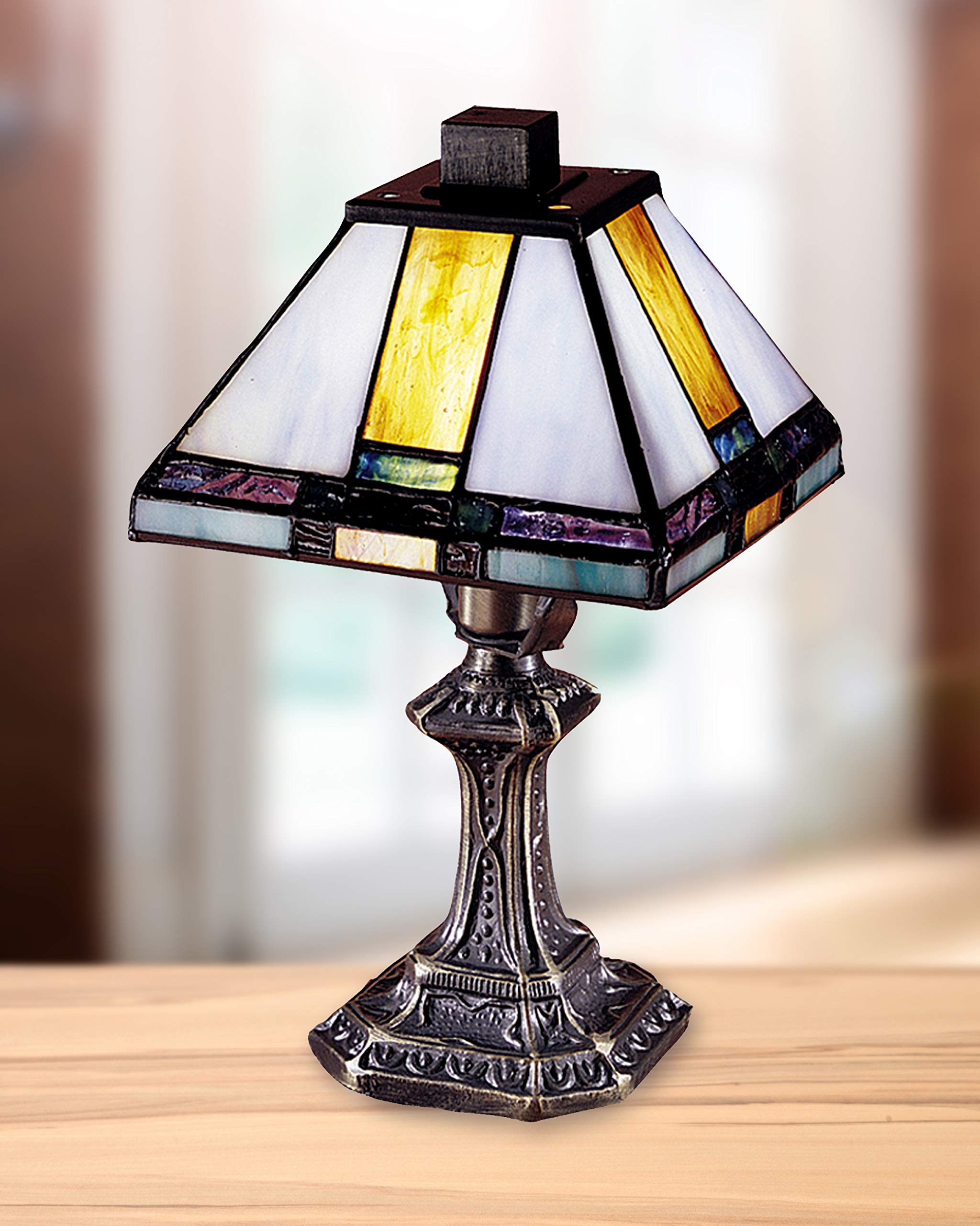 Dale Tiffany One Light Accent Table Lamp, Antique Brass, 6" Miniature Collection, Model 8706, Metal Construction