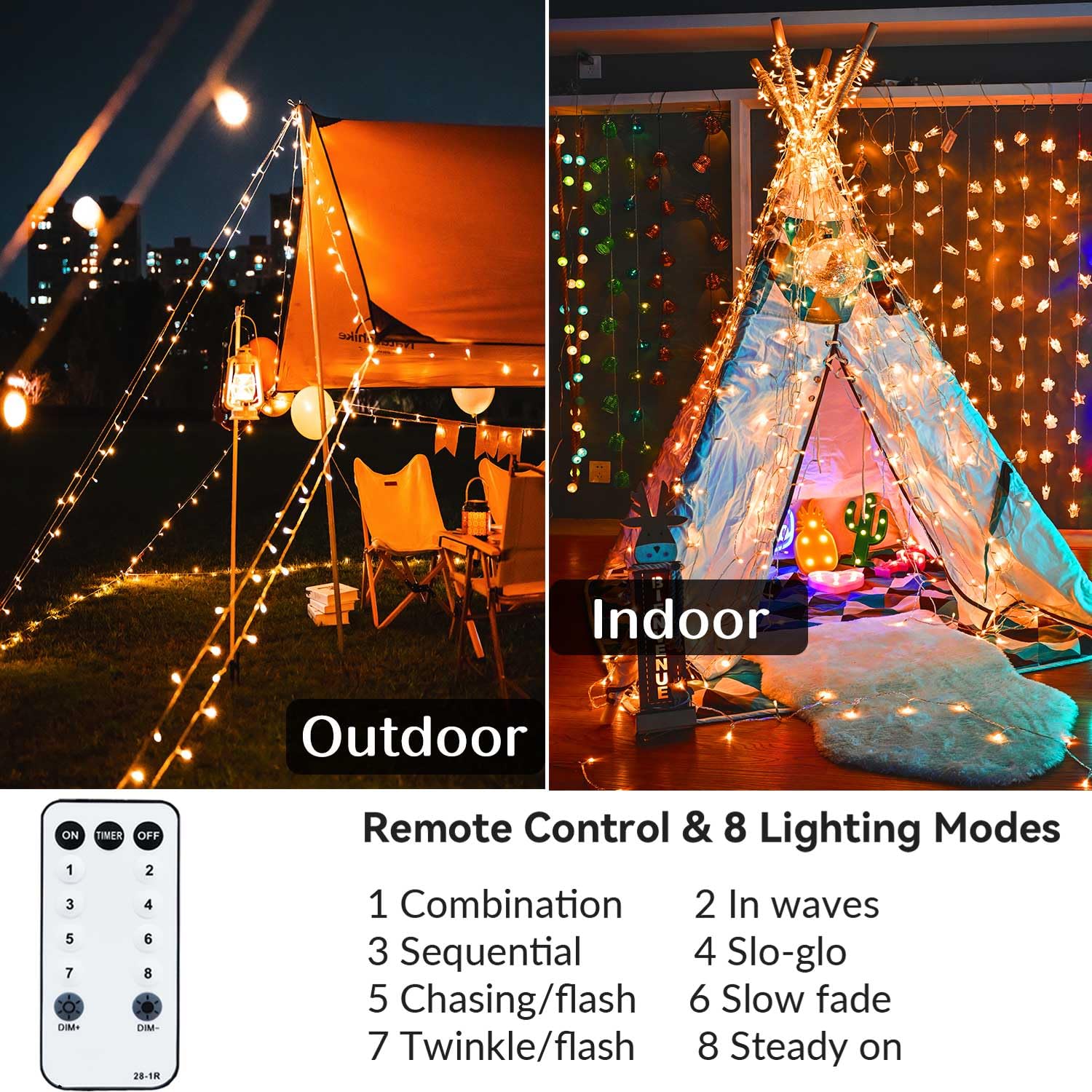 Zhouduidui Orange Halloween Lights  800Led 330Ft Orange String Lights 8 Modes Timer Plug In Waterproof Indoor Outdoor Orange Christmas Lights For Halloween Christmas Garden Party Decoration