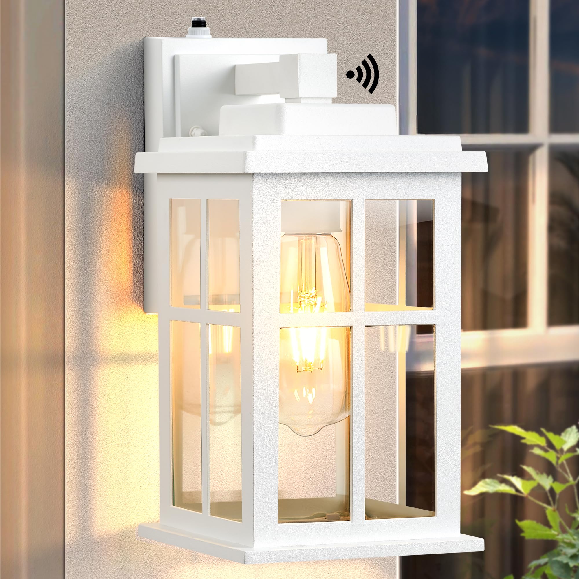 OPAXIS White Outdoor Wall Lights  Dusk to Dawn Exterior Lighting Fixtures  Waterproof Outside Lights for House  Garage  Garden  Entryway  Doorway  Anti-Rust  Modern Style  Tempered Glass