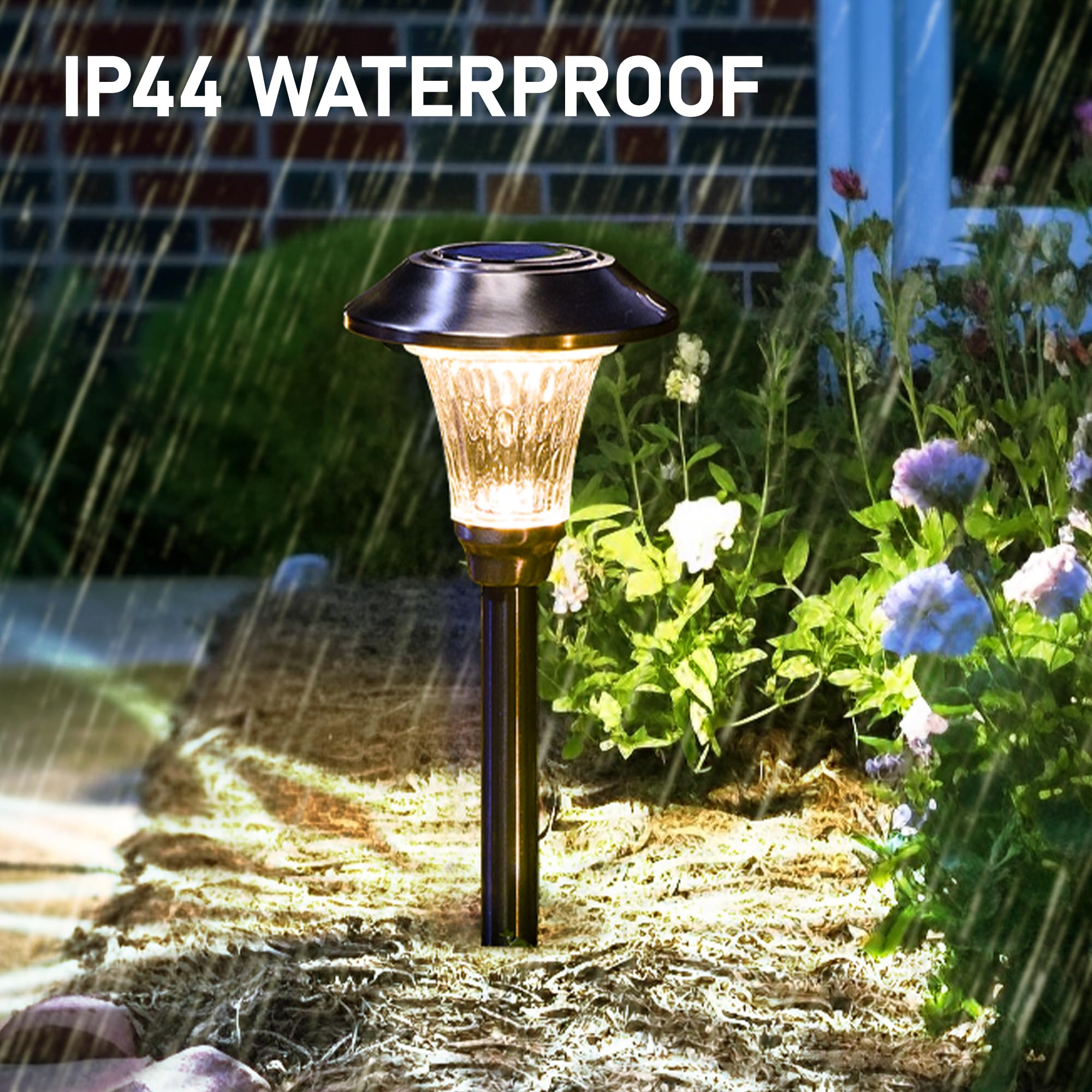 GIGALUMI Solar Pathway Lights 8 Pack, Waterproof Stainless Steel, Warm White LED - Model 7002, Perfect for Yard and Garden